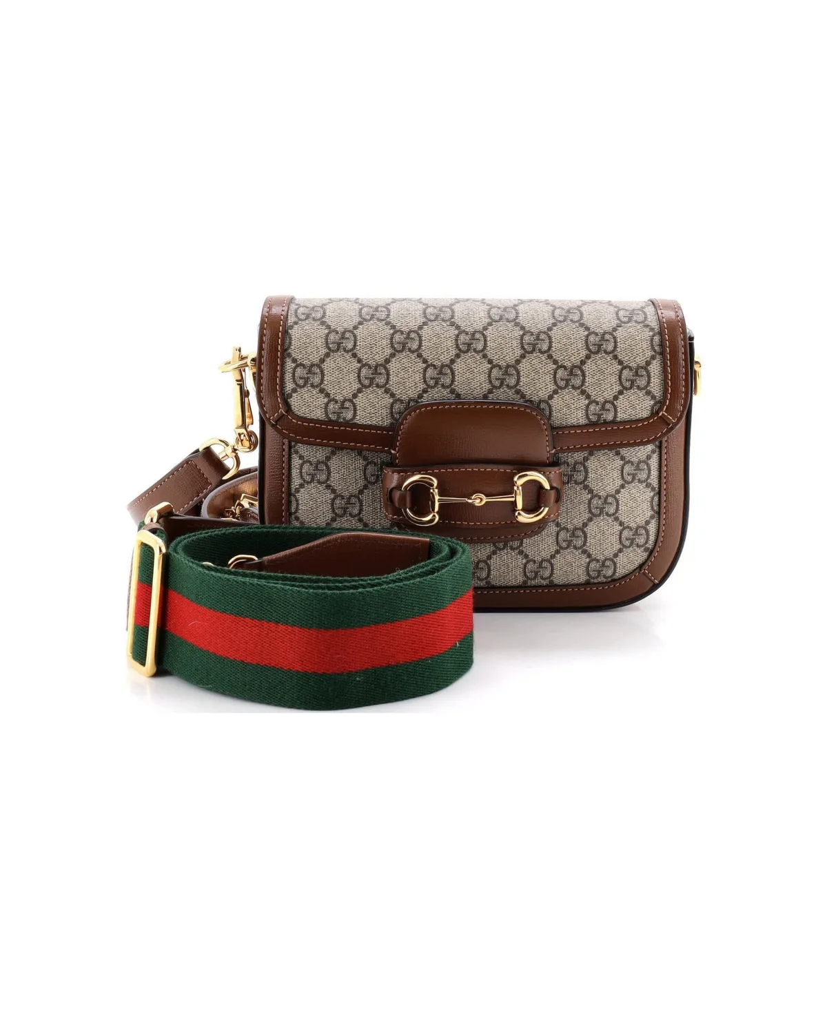 Pre-Owned Mini Horsebit 1955 Shoulder Bag Gg Coated Canvas with Leather by Gucci
