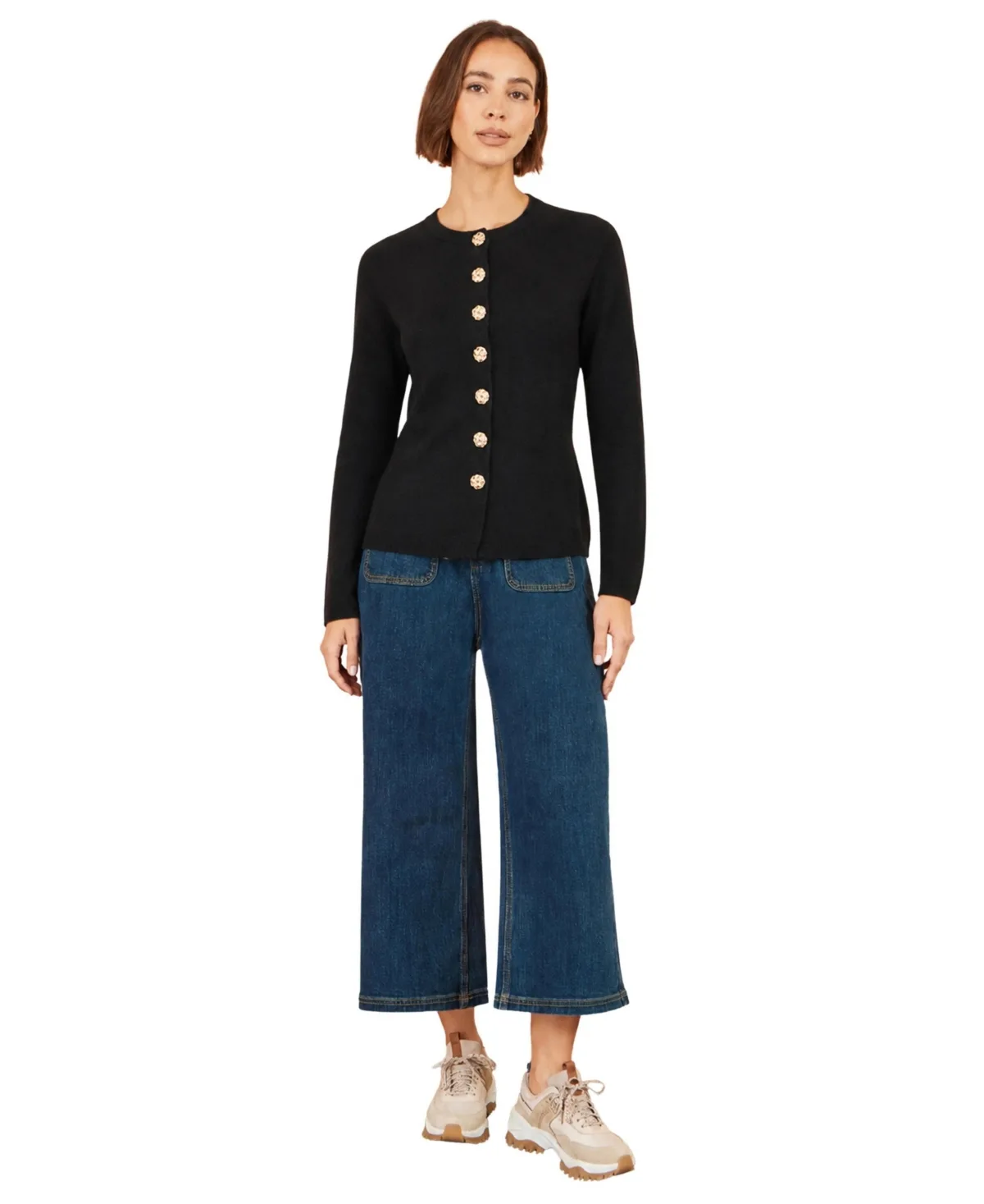 Knitted Fitted Peplum Cardigan by Yumi
