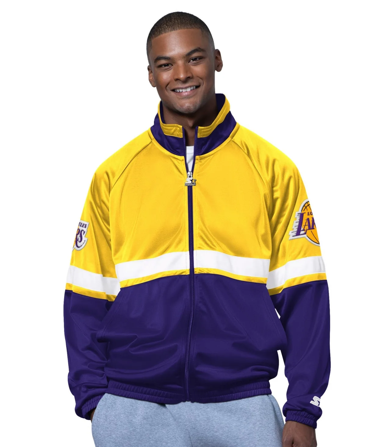 Los Angeles Lakers the Veteran Tricot Track Raglan Full-Zip Jacket by Starter