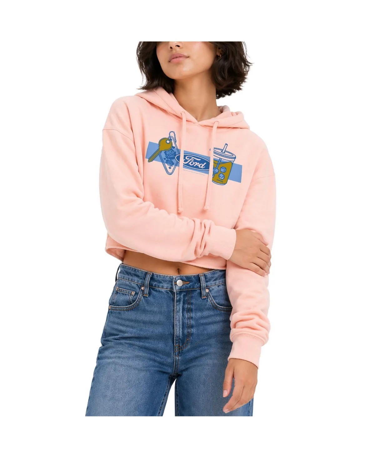 Coffee and Keychain Cropped Graphic Hoodie by Ford