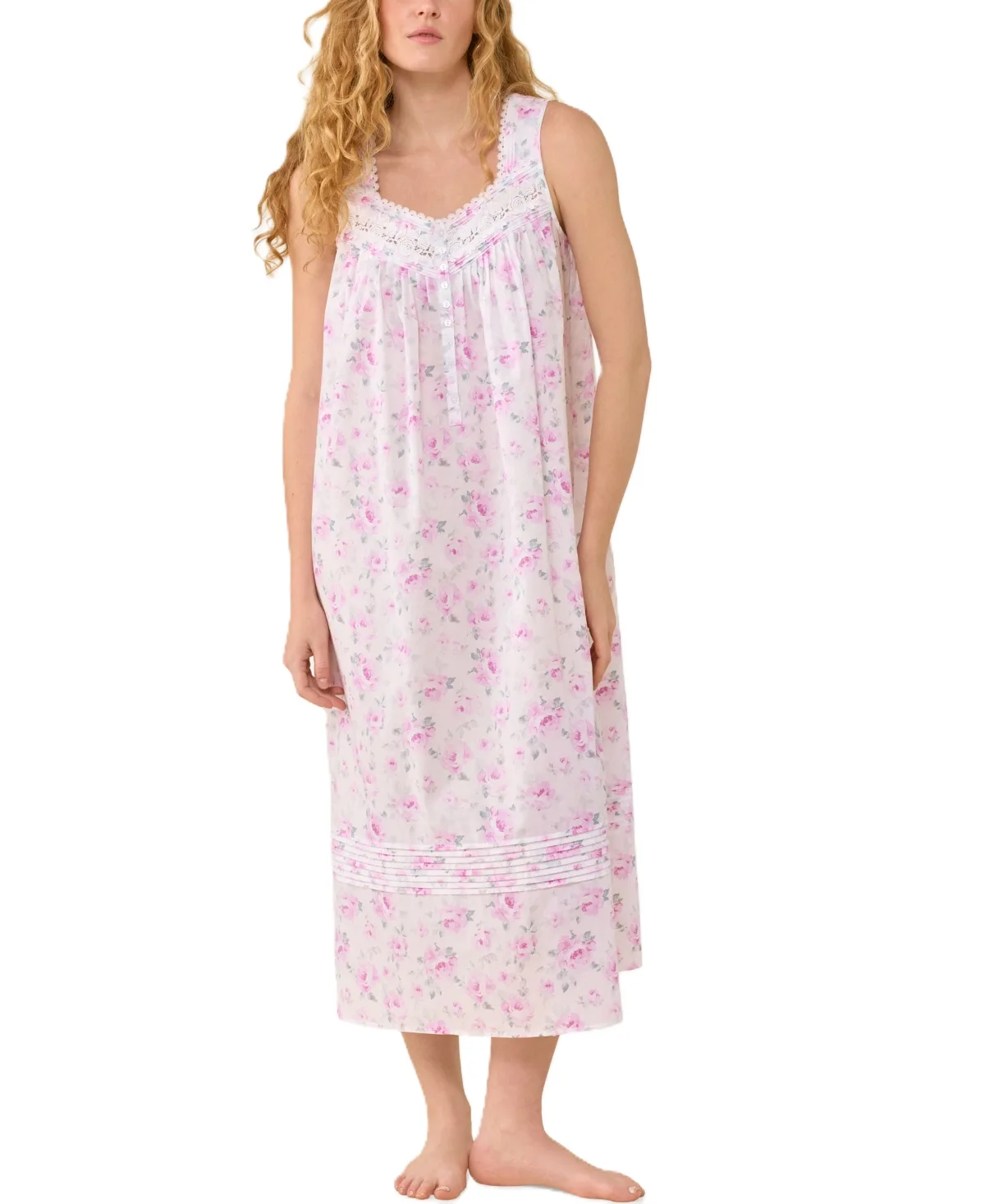 Sleeveless Sweetheart Neckline Floral Nightgown by Eileen West