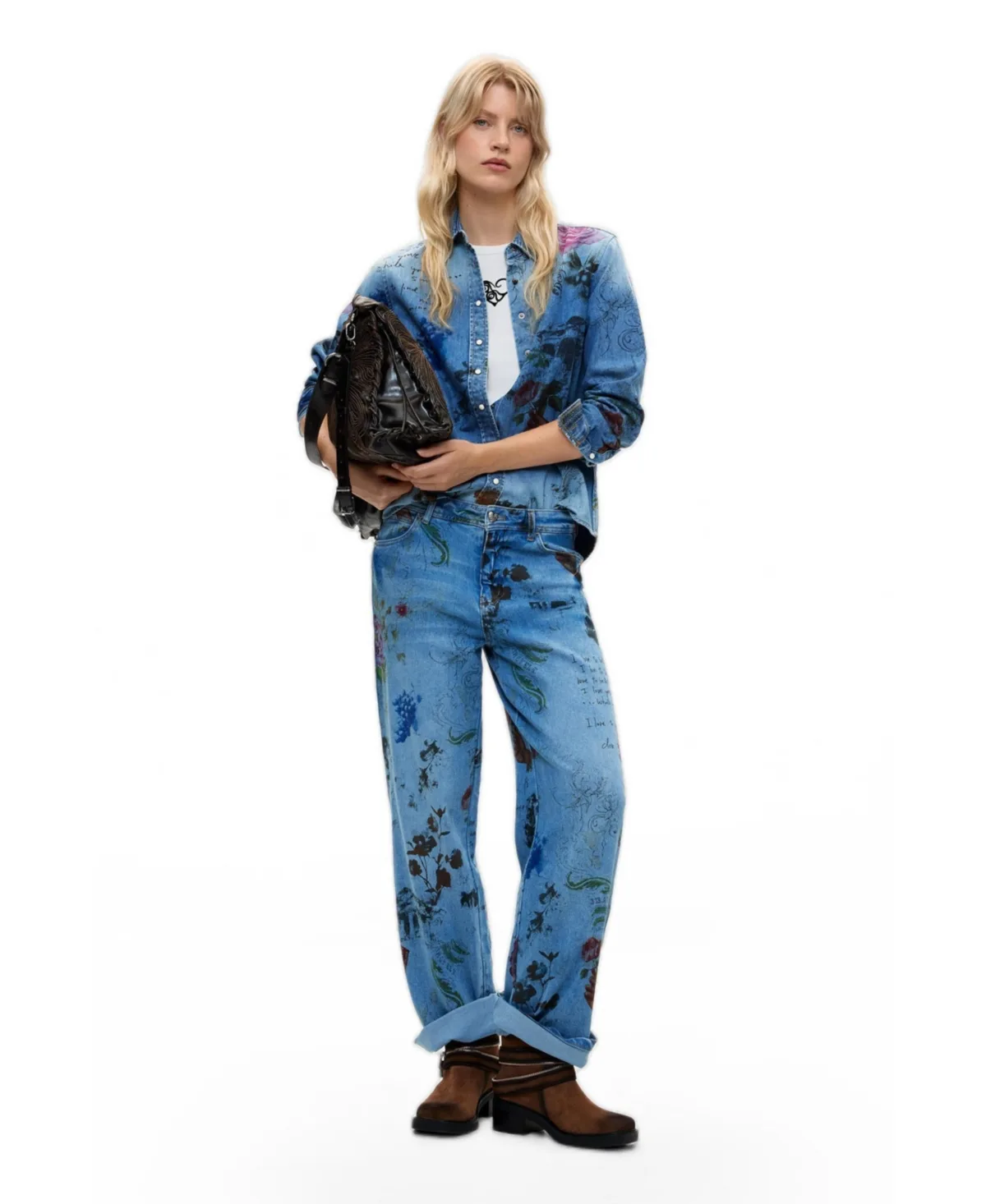 Printed Straight Jeans by Desigual