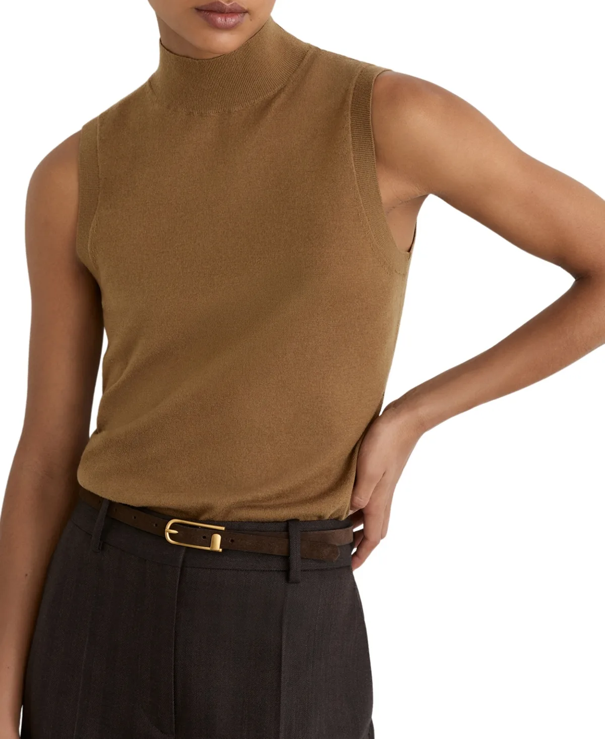 Evelyn Funnel Neck Sleeveless Merino Wool Top by Reiss