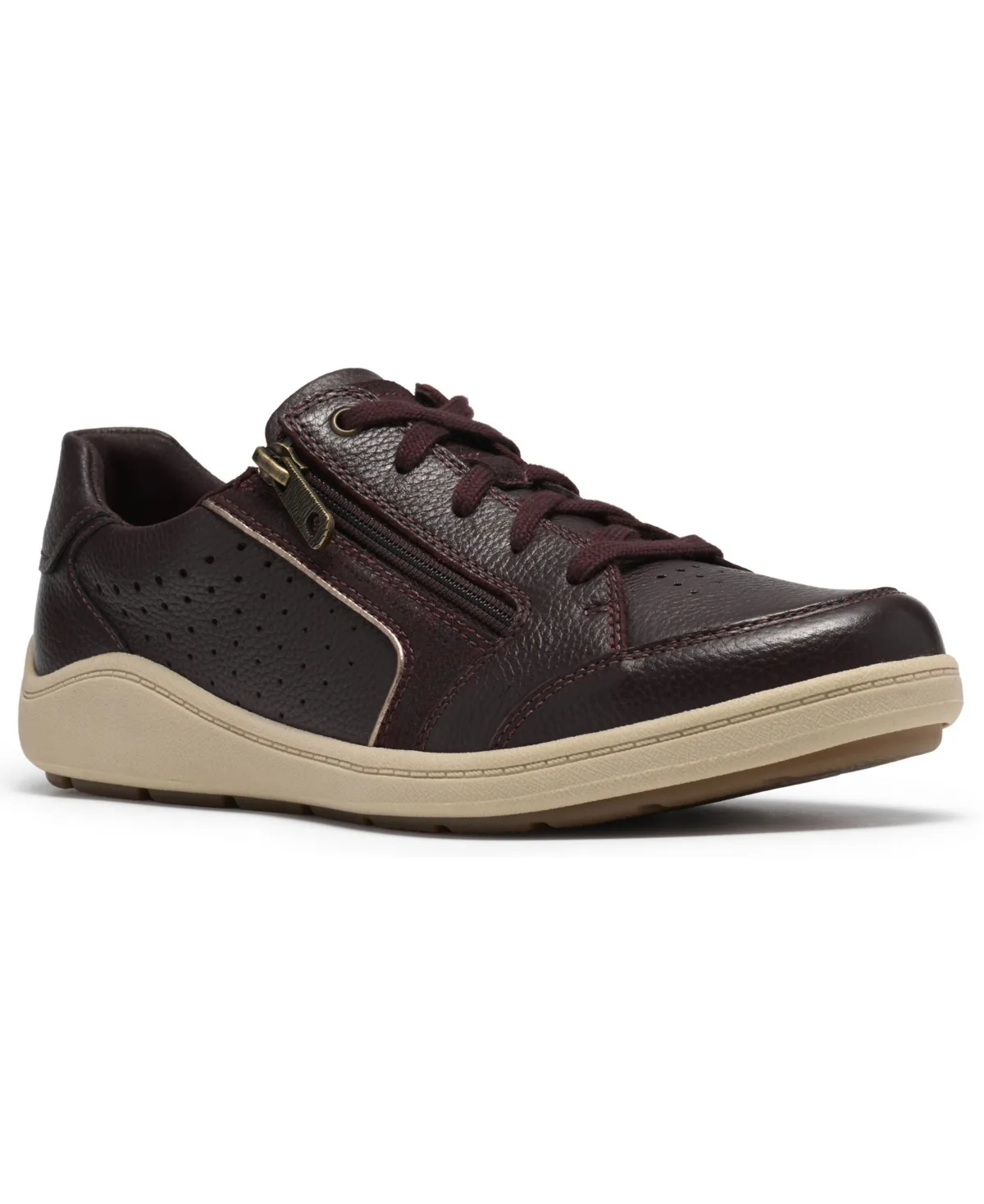 Bryianne Dazz Leather Round Toe Lace-Up Sneakers by Clarks