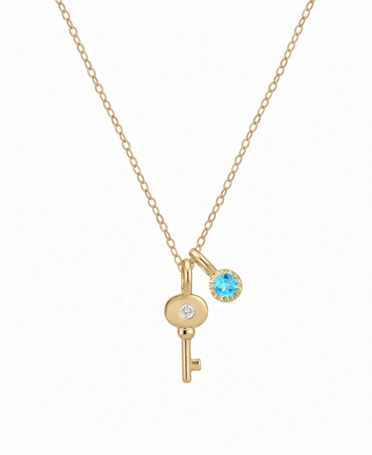 Blue Topaz and Diamond Accent Key Pendant (1/10 ct. t.w.) in 14k Gold by Macy's
