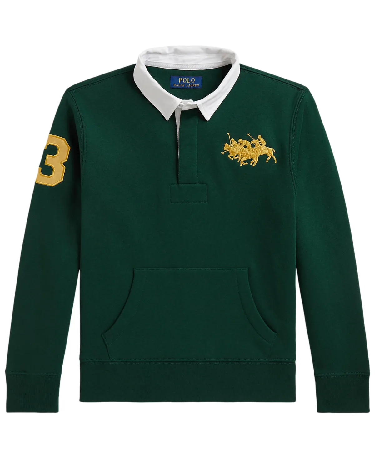 Triple-Pony Rugby Collar Kangaroo Pocket Sweatshirt by Polo Ralph Lauren