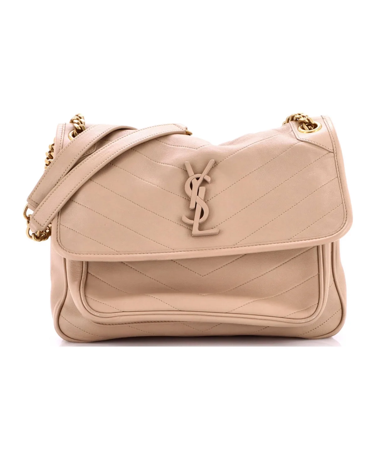 Pre-Owned Medium Niki Chain Flap Bag Matelasse Chevron Leather by Saint Laurent