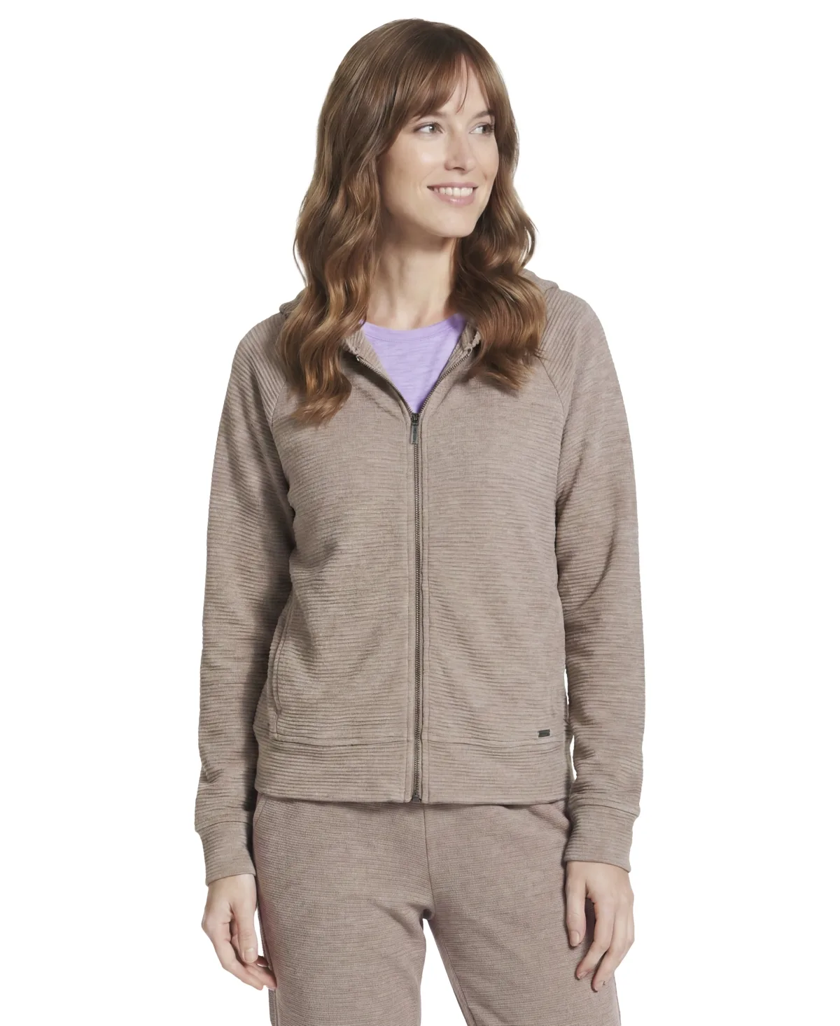 Go Luxe Ottoman Hooded Full-Zip Raglan-Sleeve Jacket by Skechers