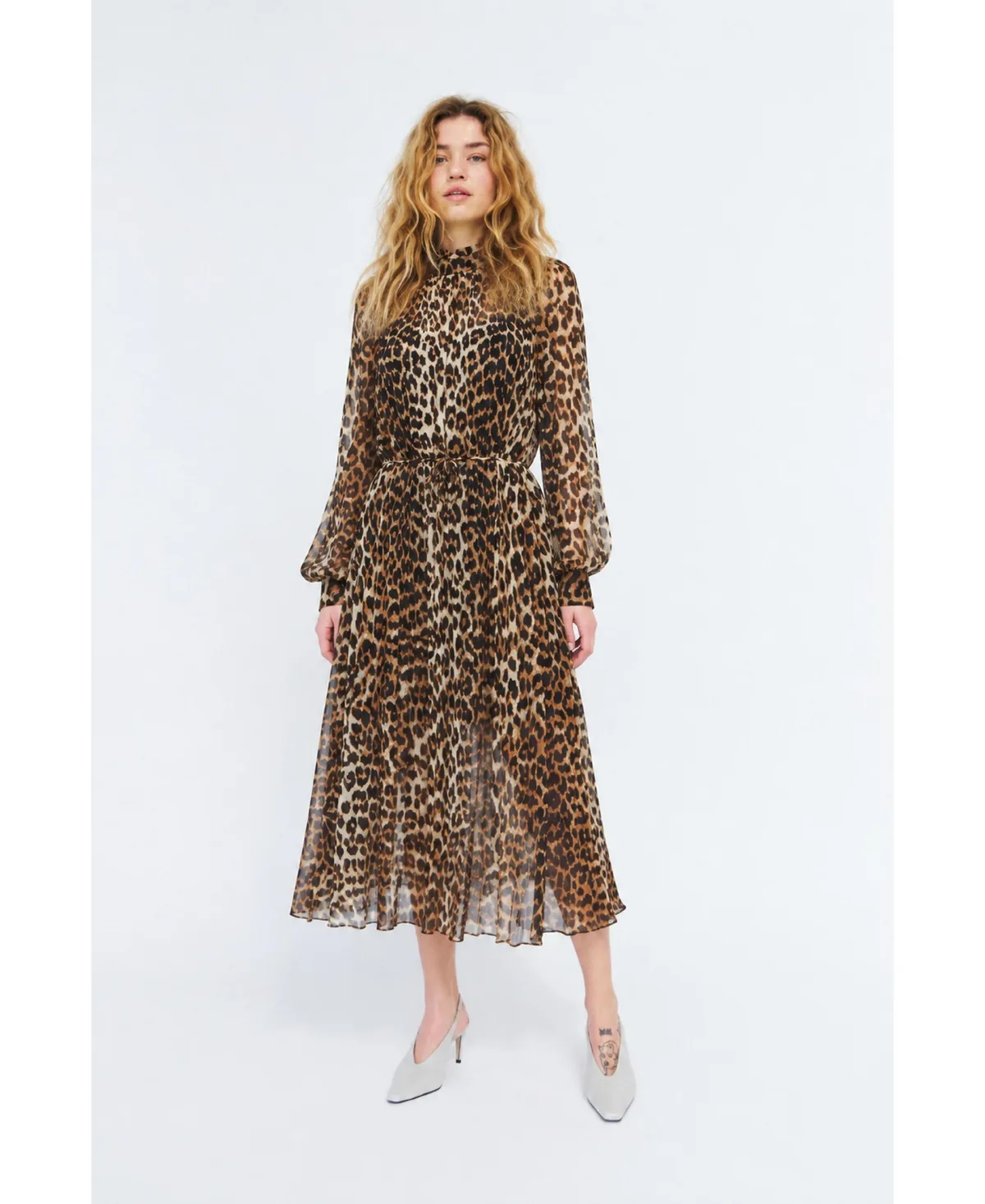 Rachela Leopard-Print Long-Sleeve Midi Dress by Cras
