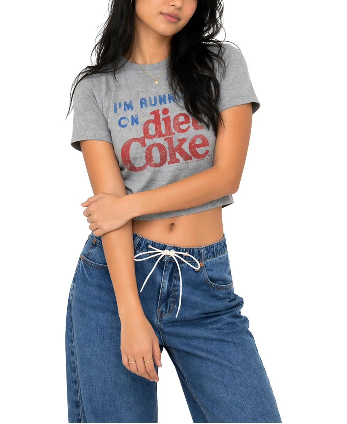 Diet Coke Running on Cropped Graphic T-Shirt by Coca Cola