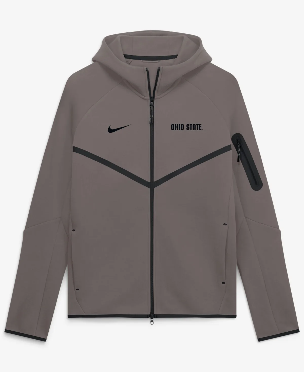 Ohio State Buckeyes Tech Fleece Raglan Full-Zip Windrunner Hoodie - Stone by Nike