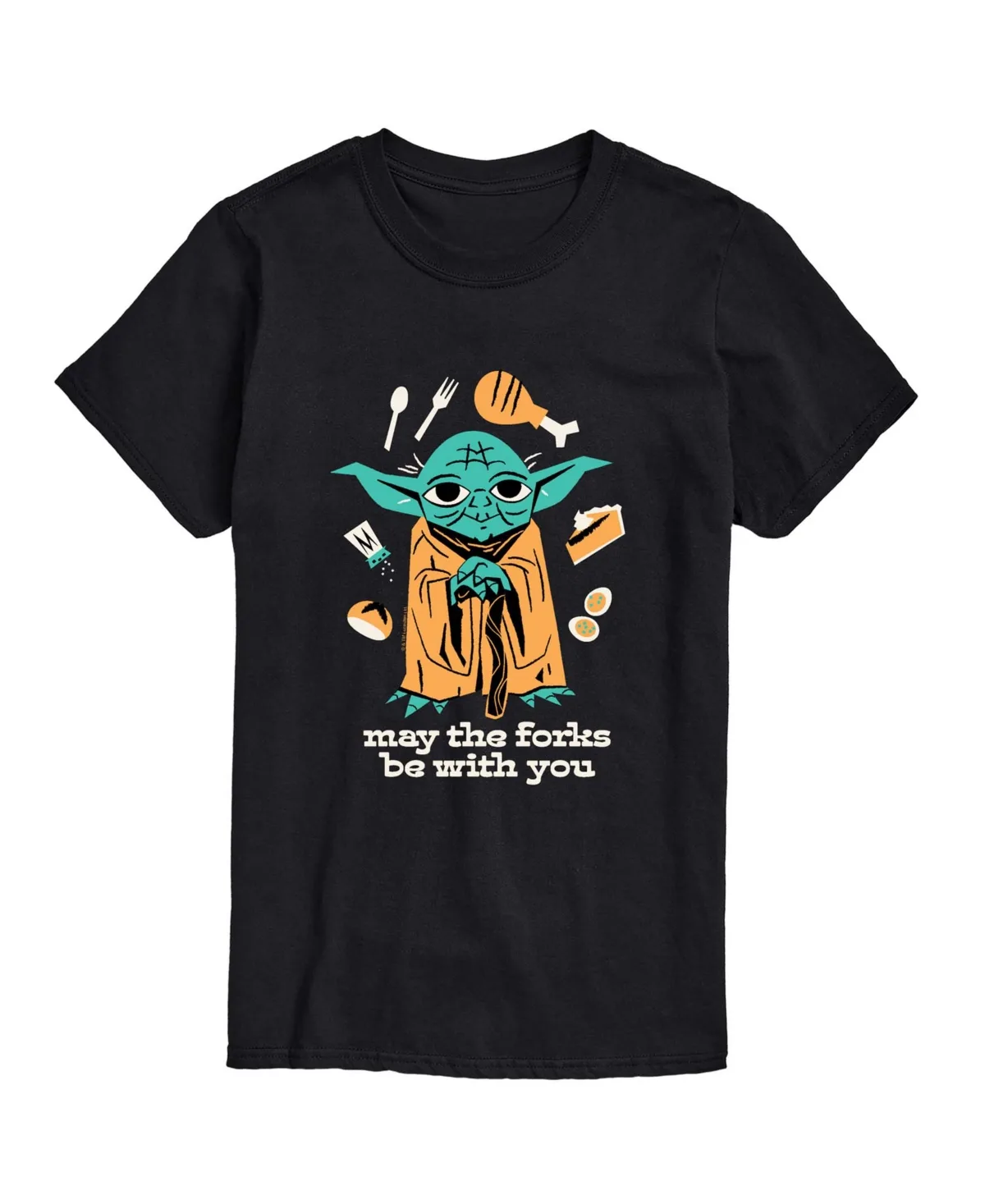 May the Forks Be with You Star Wars Yoda Thanksgiving Graphic T-Shirt