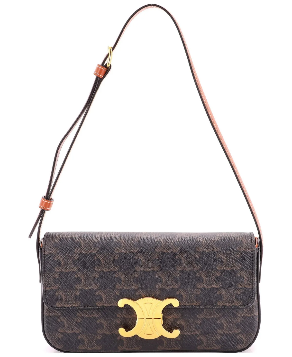 Pre-Owned Celine Triomphe East-West Shoulder Bag Triomphe Coated Canvas by Celine