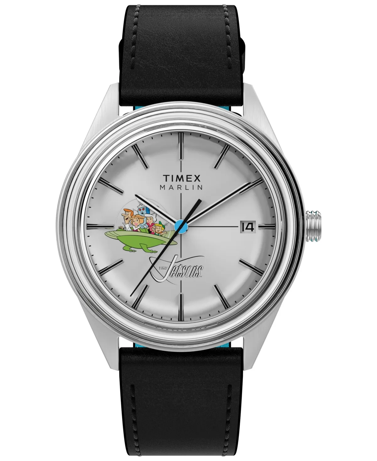 Automatic Marlin Jet Black Leather Watch 38mm by Timex
