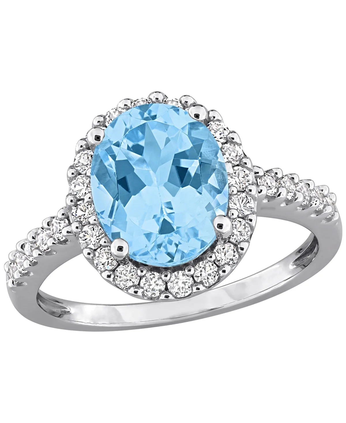 Blue Topaz and Lab-Created White Sapphire Halo Ring (3-5/8 ct. t.w. Blue Topaz, 5/8 ct. t.w. Sapphire) in 10k White Gold by Macy's