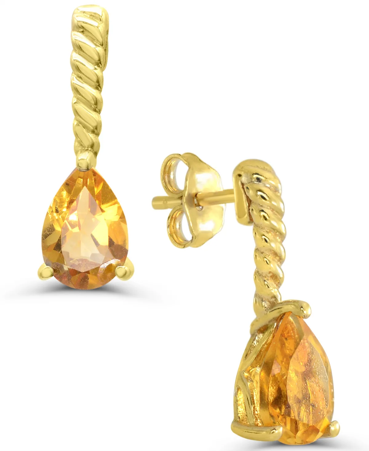 Citrine Pear Drop & Chandelier Earrings (1/2 ct. t.w.) in 14k Gold-Plated Sterling Silver by Macy's