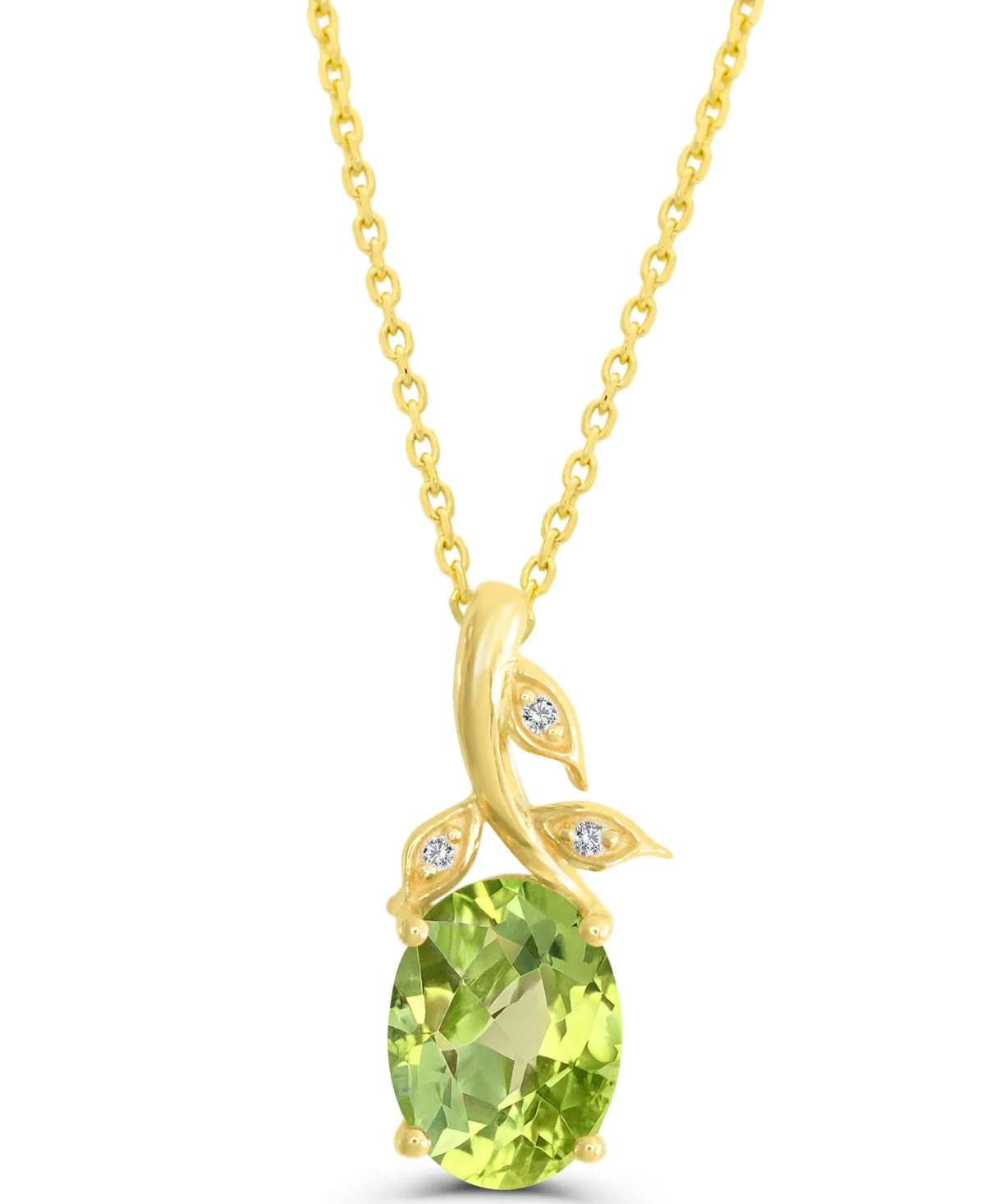 Peridot (1-1/10 ct. t.w.) and Diamond Accent Pendant Necklace in 14k Gold-Plated Sterling Silver by Macy's