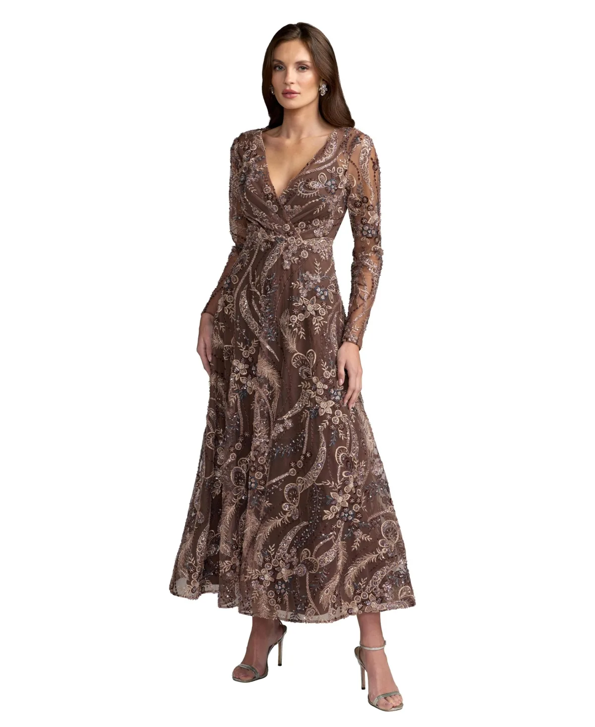 Mac Duggal Floral-Print Embroidered A-Line Dress by M.A.C.