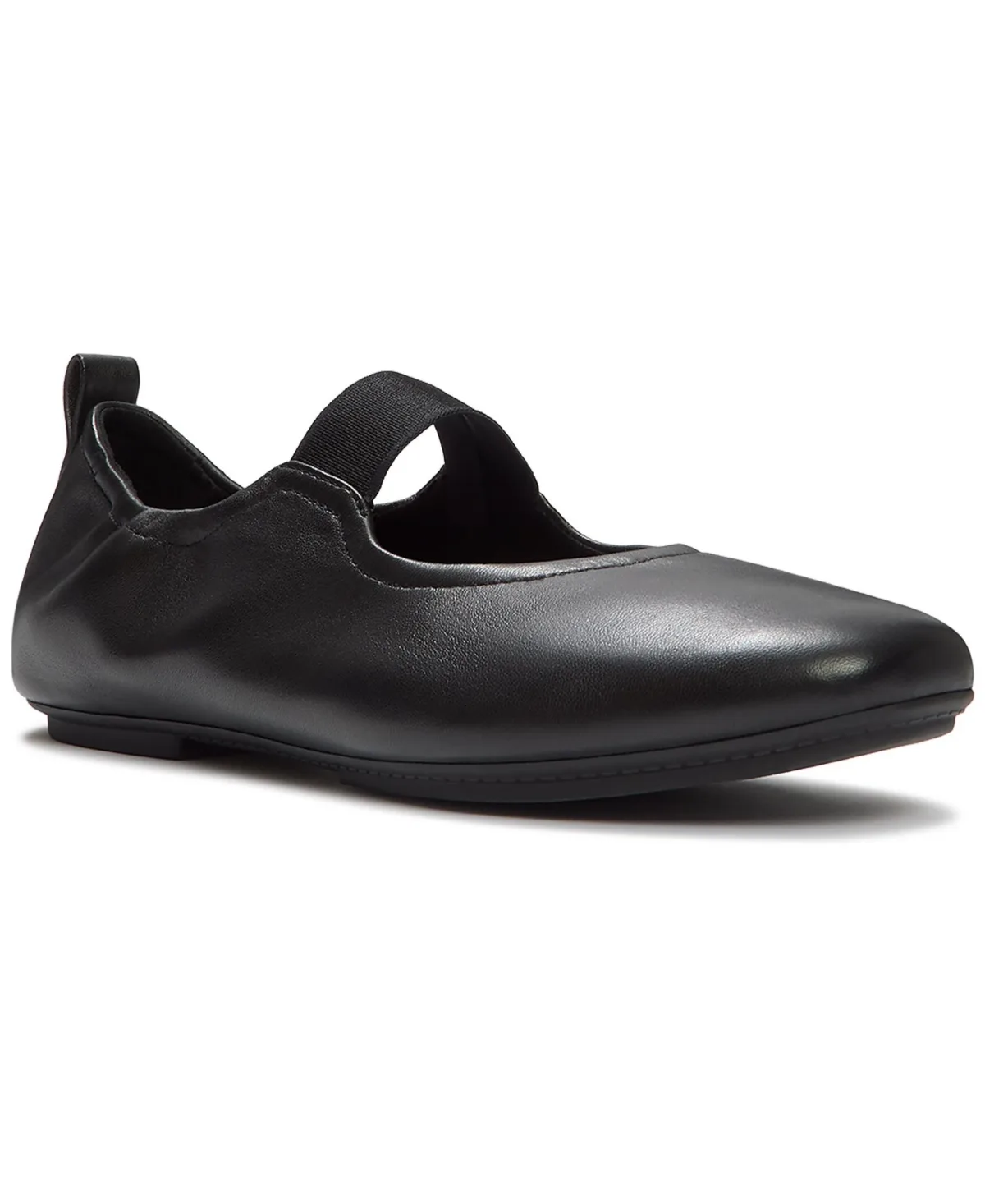 Delicato Poise Round Toe Dynamicush Cushioning Mary Jane Flats - All Black Leather by FitFlop