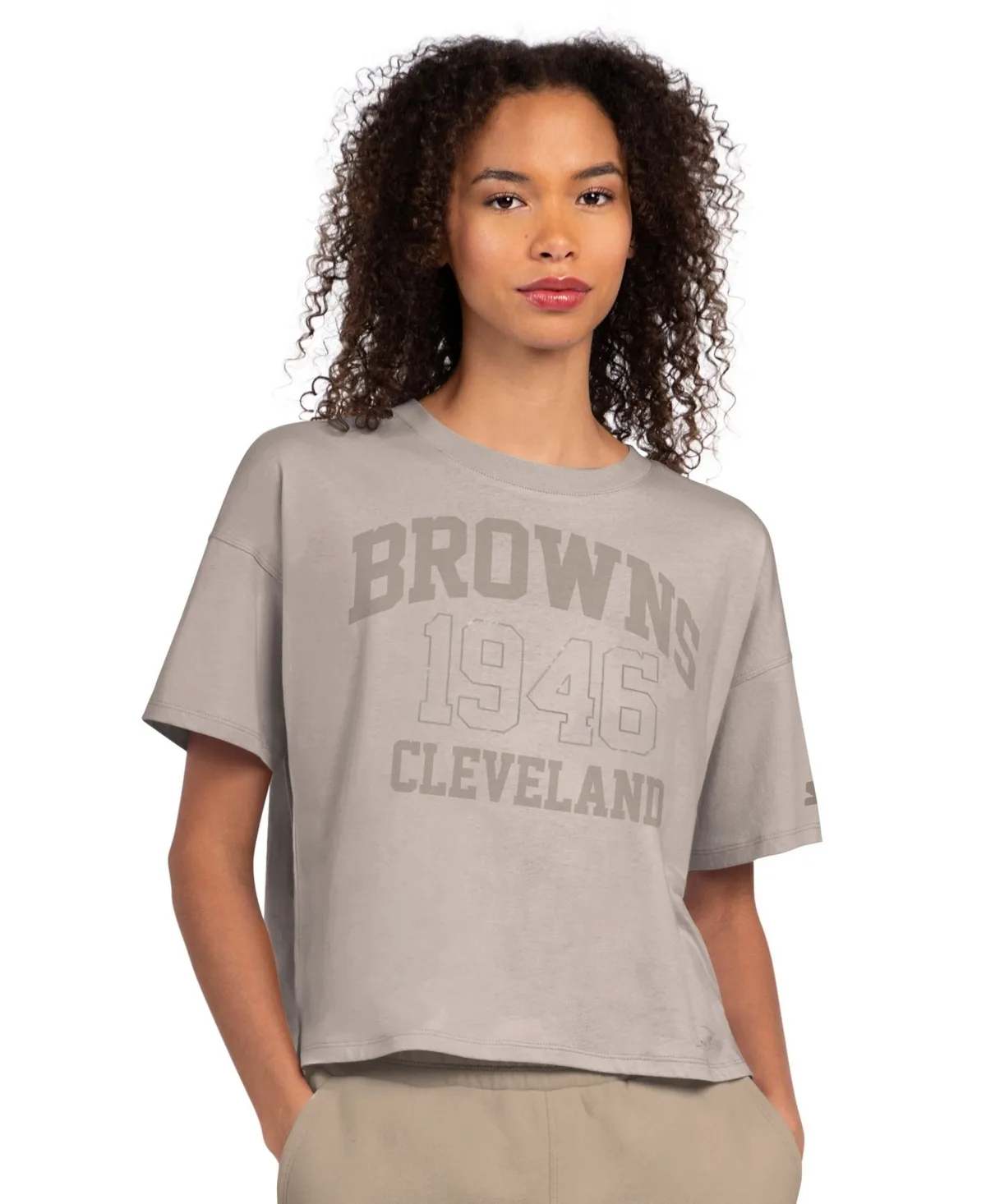 Cleveland Browns Rhinestone Boxy Cropped T-Shirt by Starter