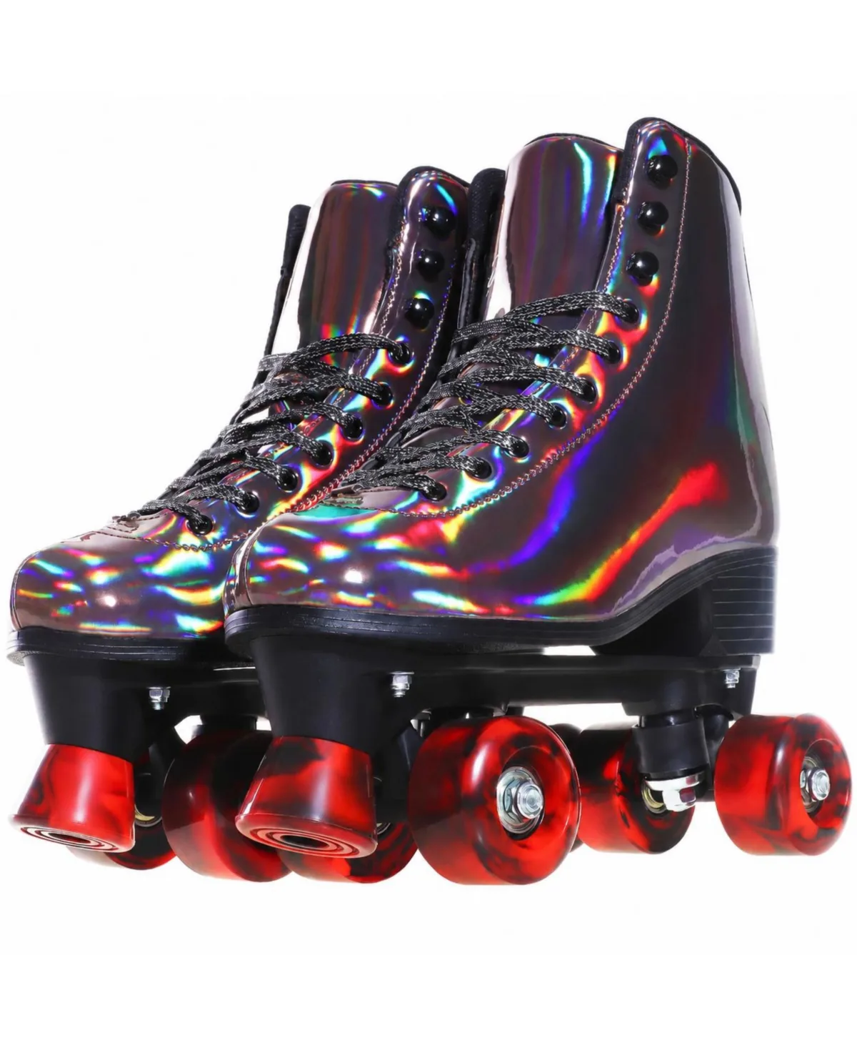 High Top Quad Roller Skates Classic Double Row Glitter Wheels Indoor Outdoor by Magicorange