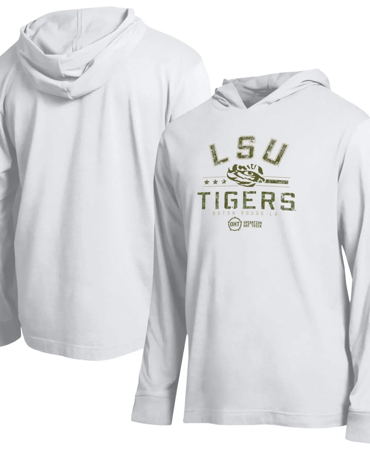 Lsu Tigers Operation Hat Trick Sleeve Line Hooded Long-Sleeve T-Shirt by Champion