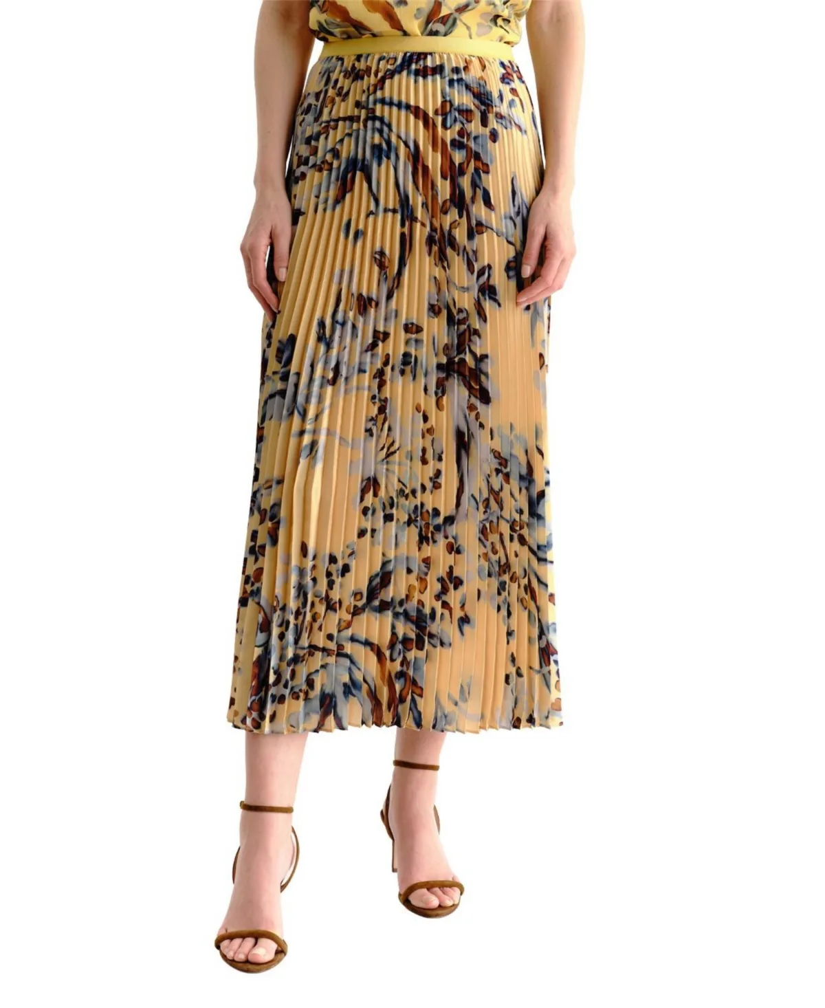 Claudia Print Pleated Midi Skirt by Cartolina
