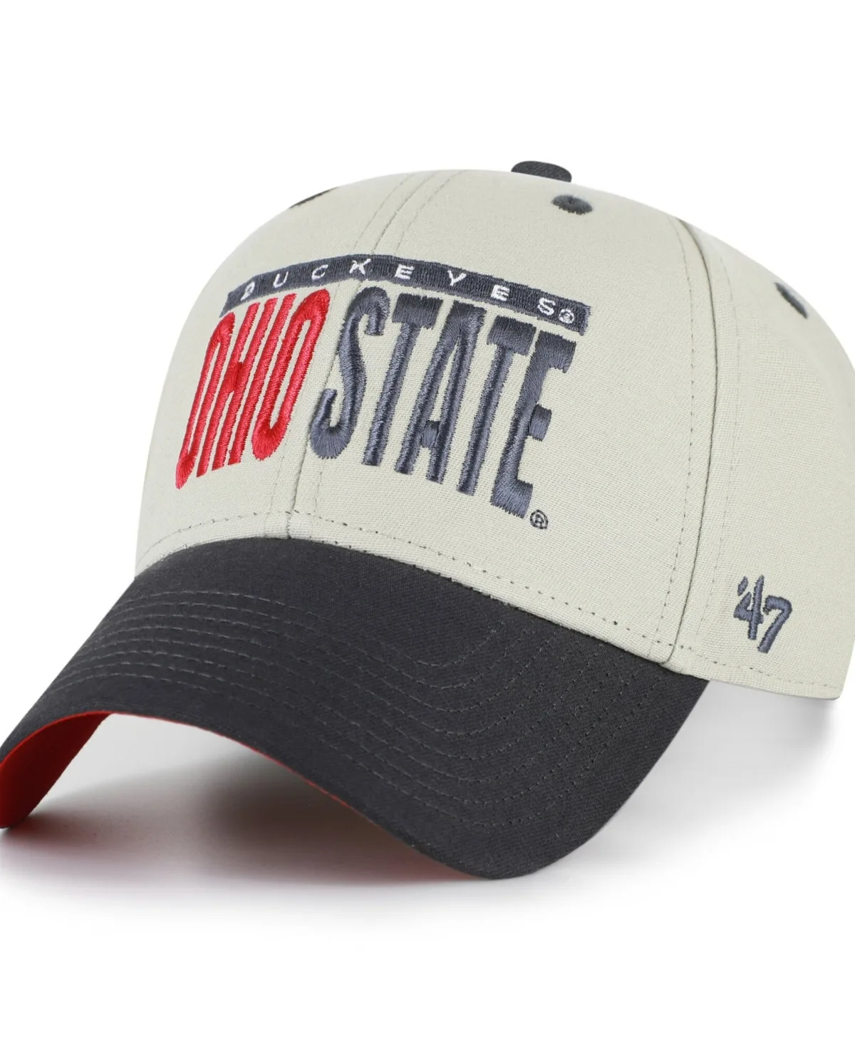 Gray/Black Ohio State Buckeyes Half Block Text Mvp Adjustable Hat by 47 Brand