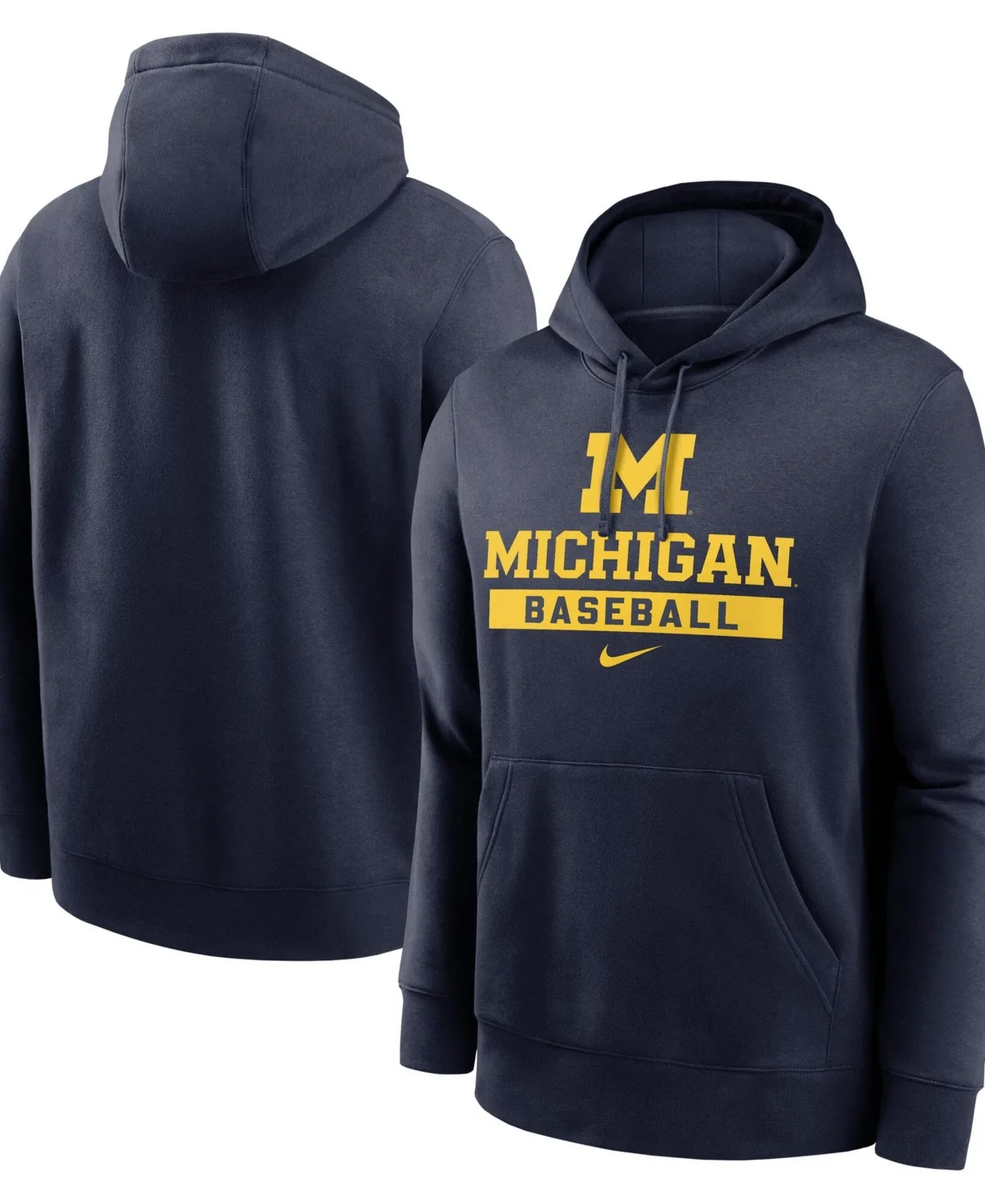 Michigan Wolverines Baseball Stack Club Fleece Pullover Hoodie by Nike