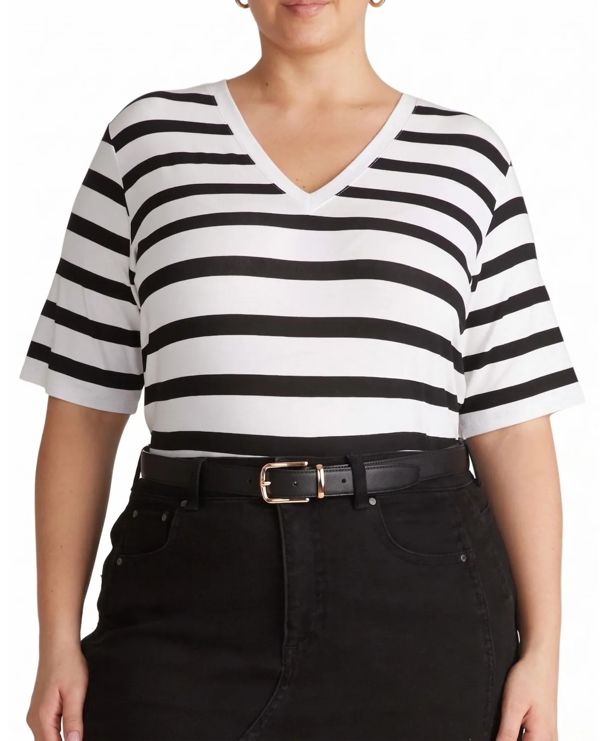 Maia Pima Cotton-Blend Stovepipe V-Neck T-Shirt by Universal Standard
