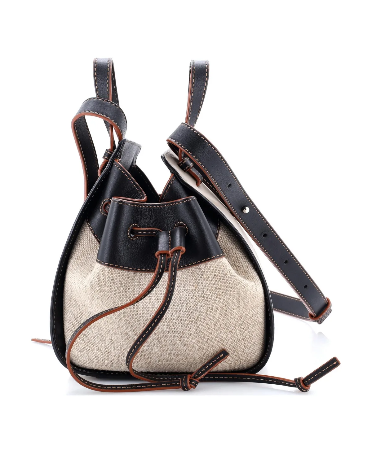 Pre-Owned Loewe Mini Hammock Bag Leather and Canvas by LOEWE