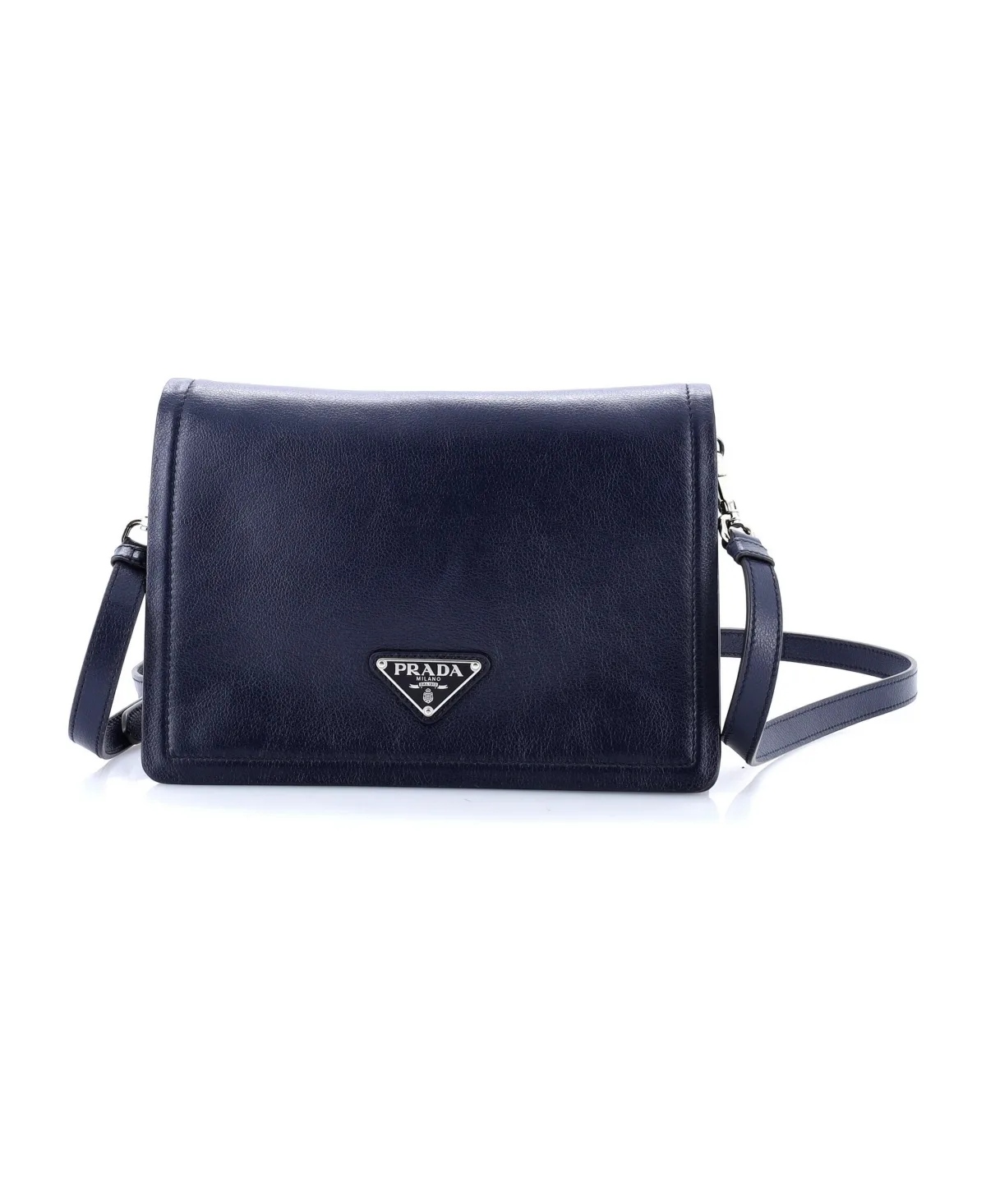 Pre-Owned Prada Small Full Flap Shoulder Bag Glace Calf by Prada