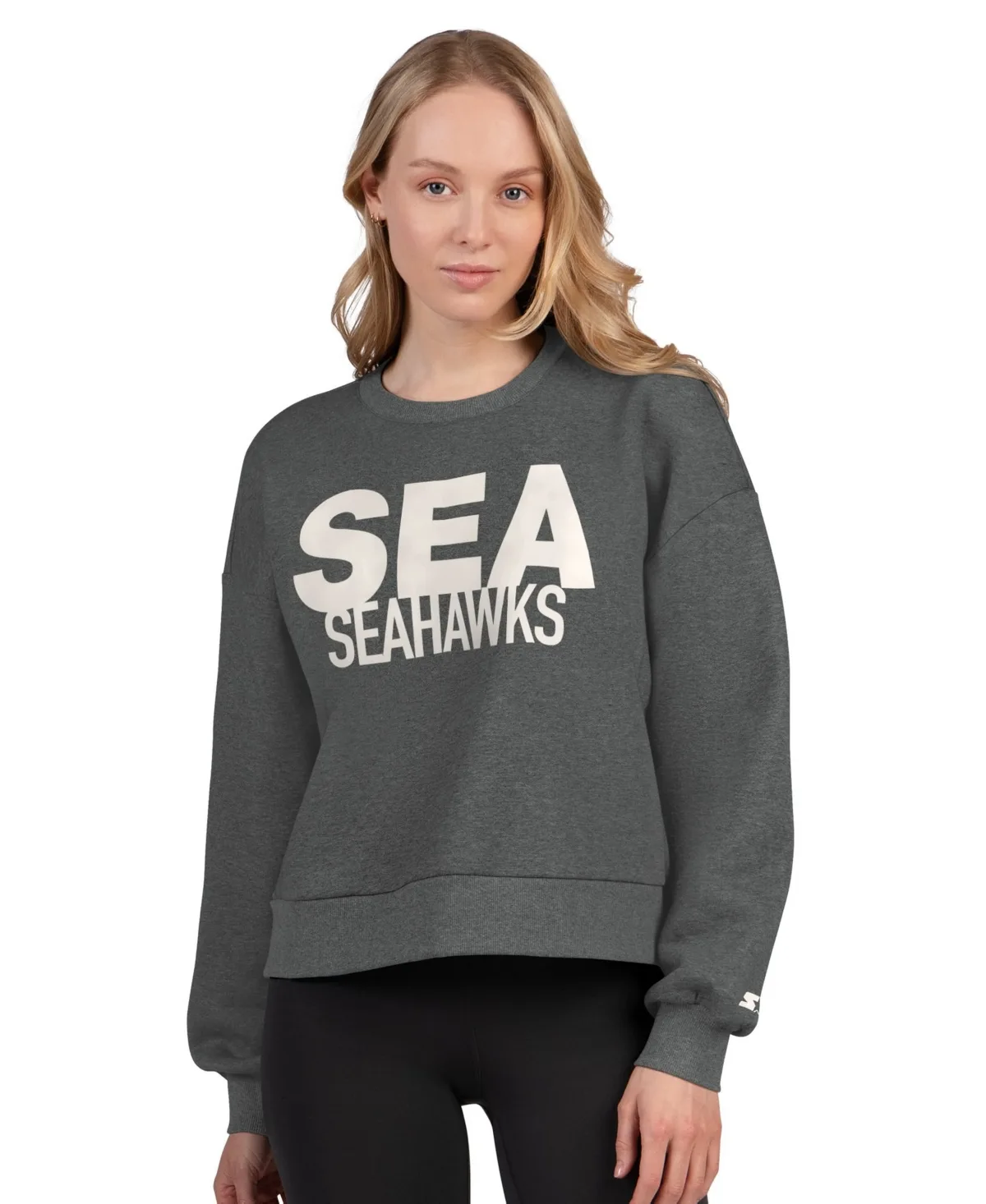 Seattle Seahawks Show Up Cropped Fleece Pullover Sweatshirt by Starter