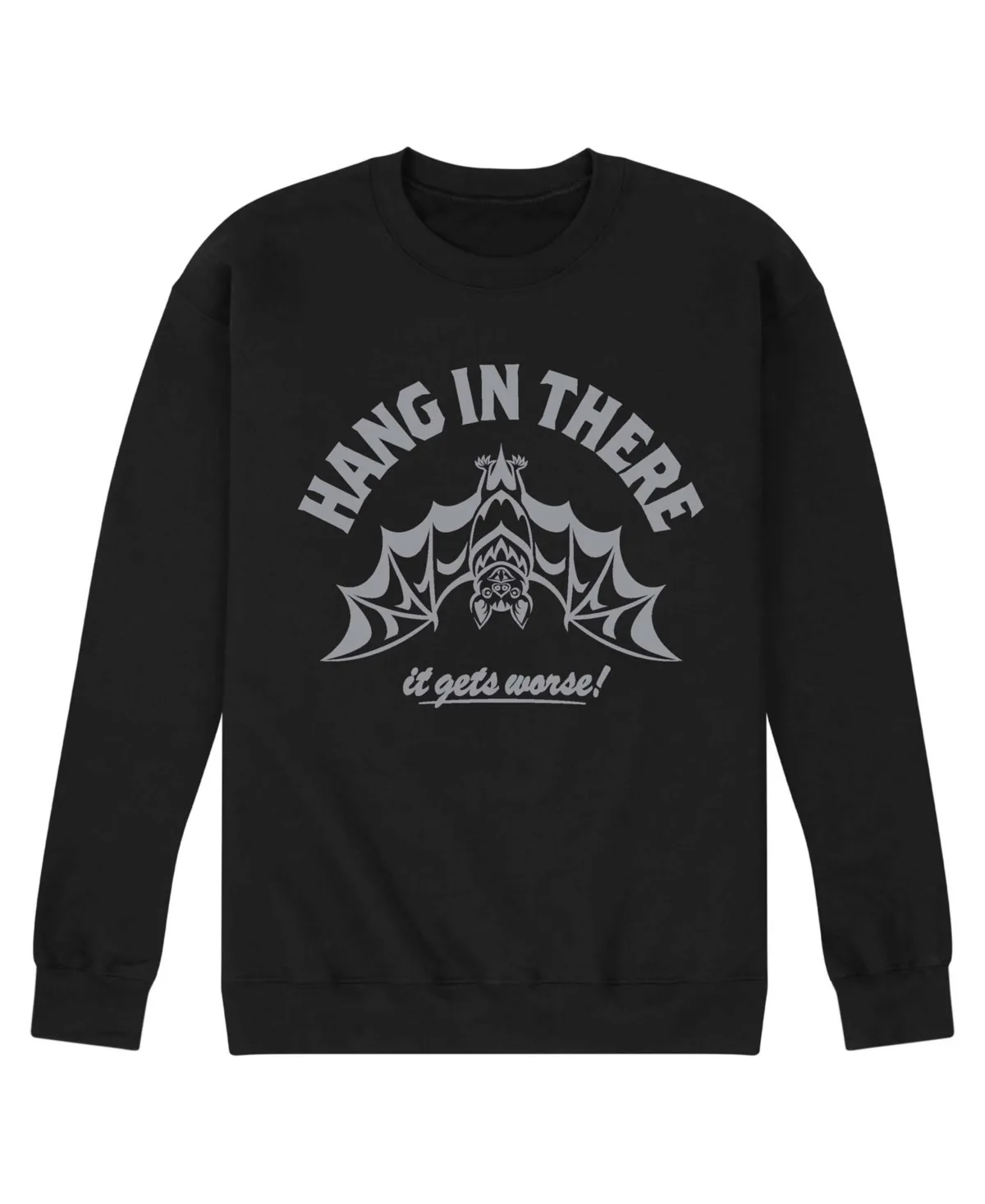 Hang in There Bat Halloween Graphic Fleece Sweatshirt by Airwaves