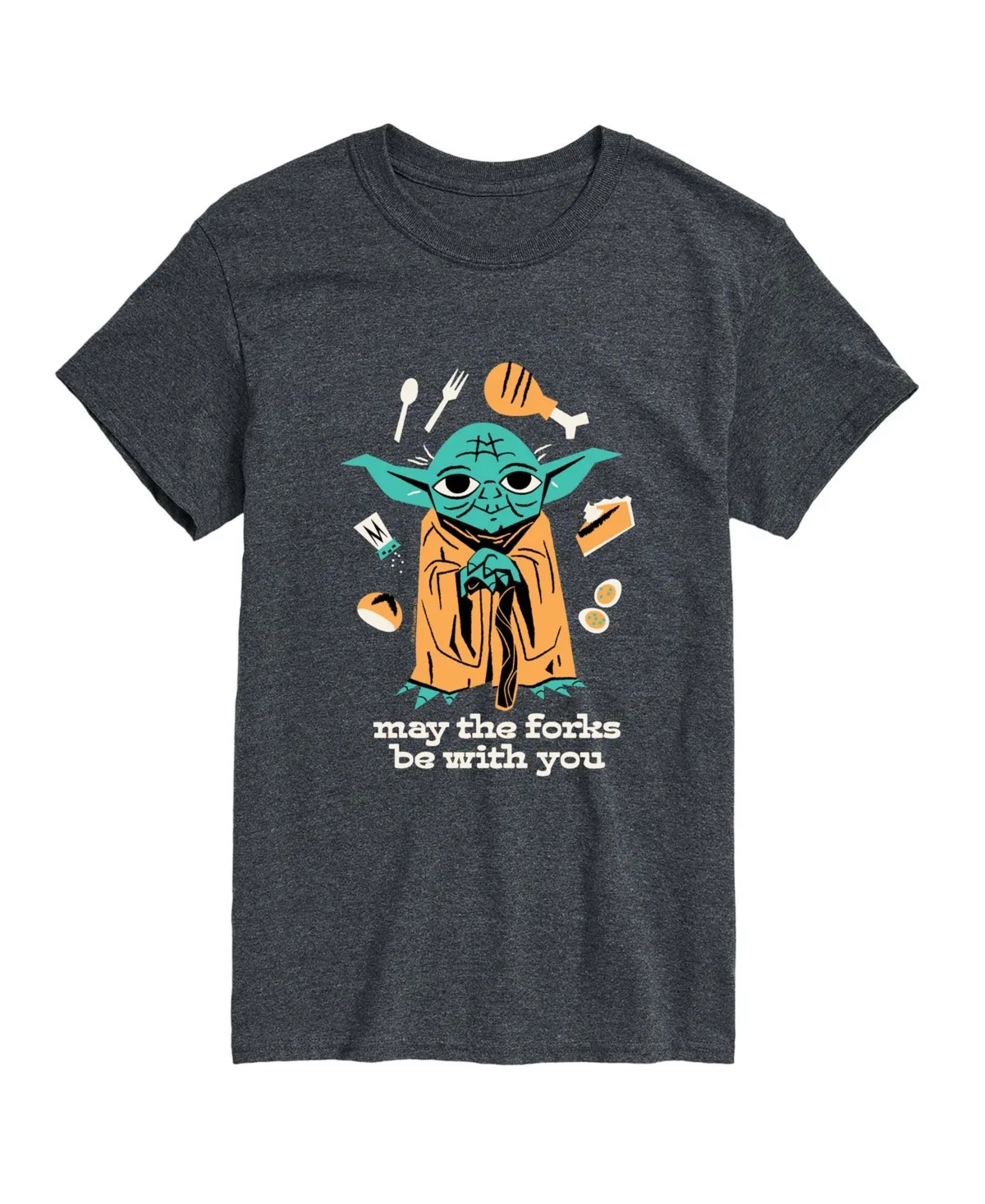 May the Forks Be with You Star Wars Yoda Thanksgiving Graphic T-Shirt