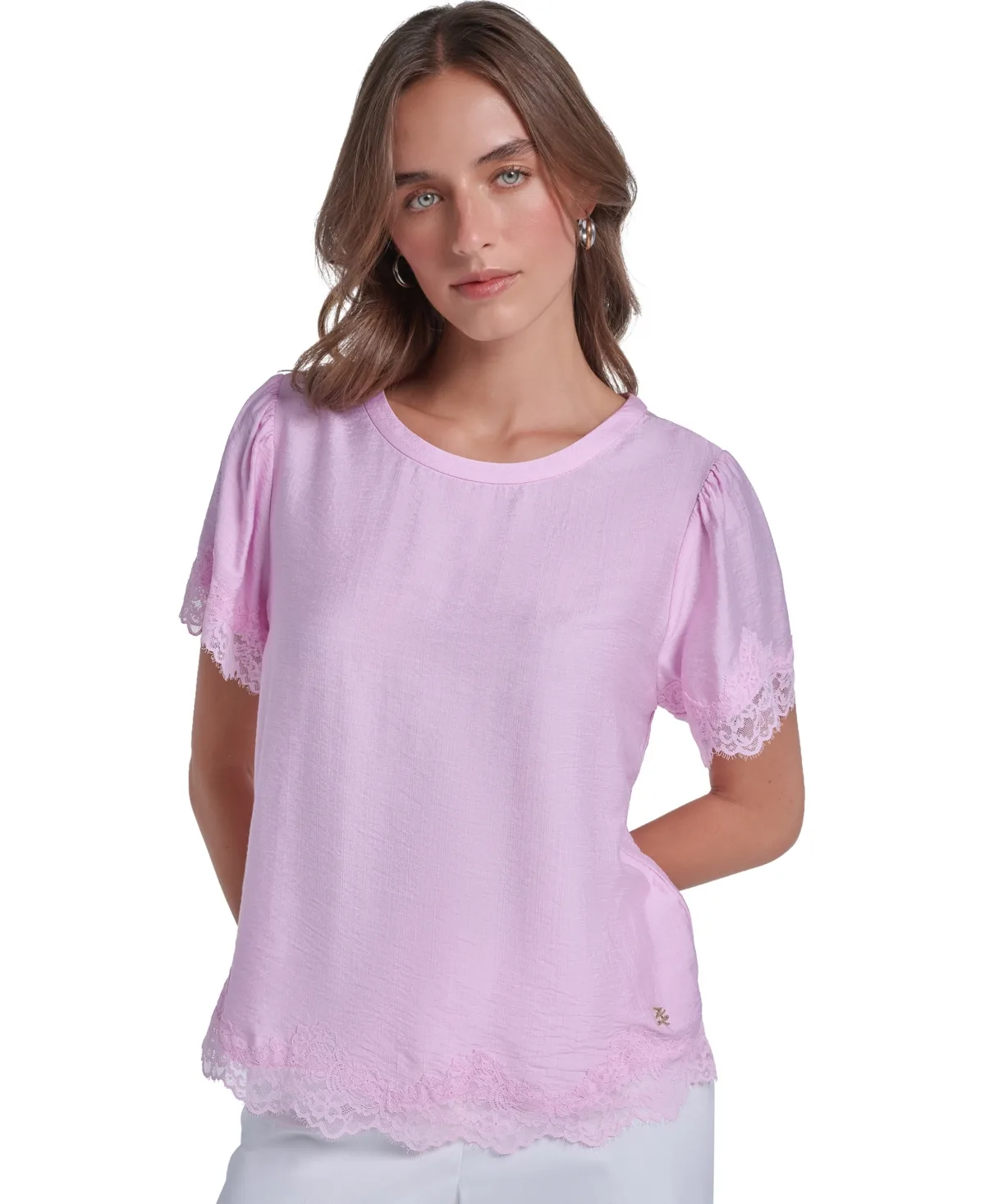 Lace-Trim Short-Sleeve Blouse by Karl Lagerfeld