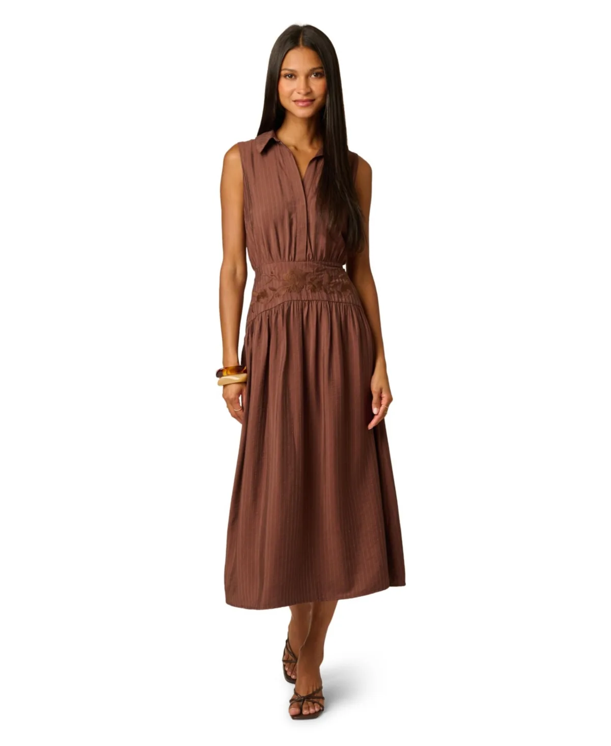 Mock Neck Stretch Lace Embroidered Dress by Adrianna Papell