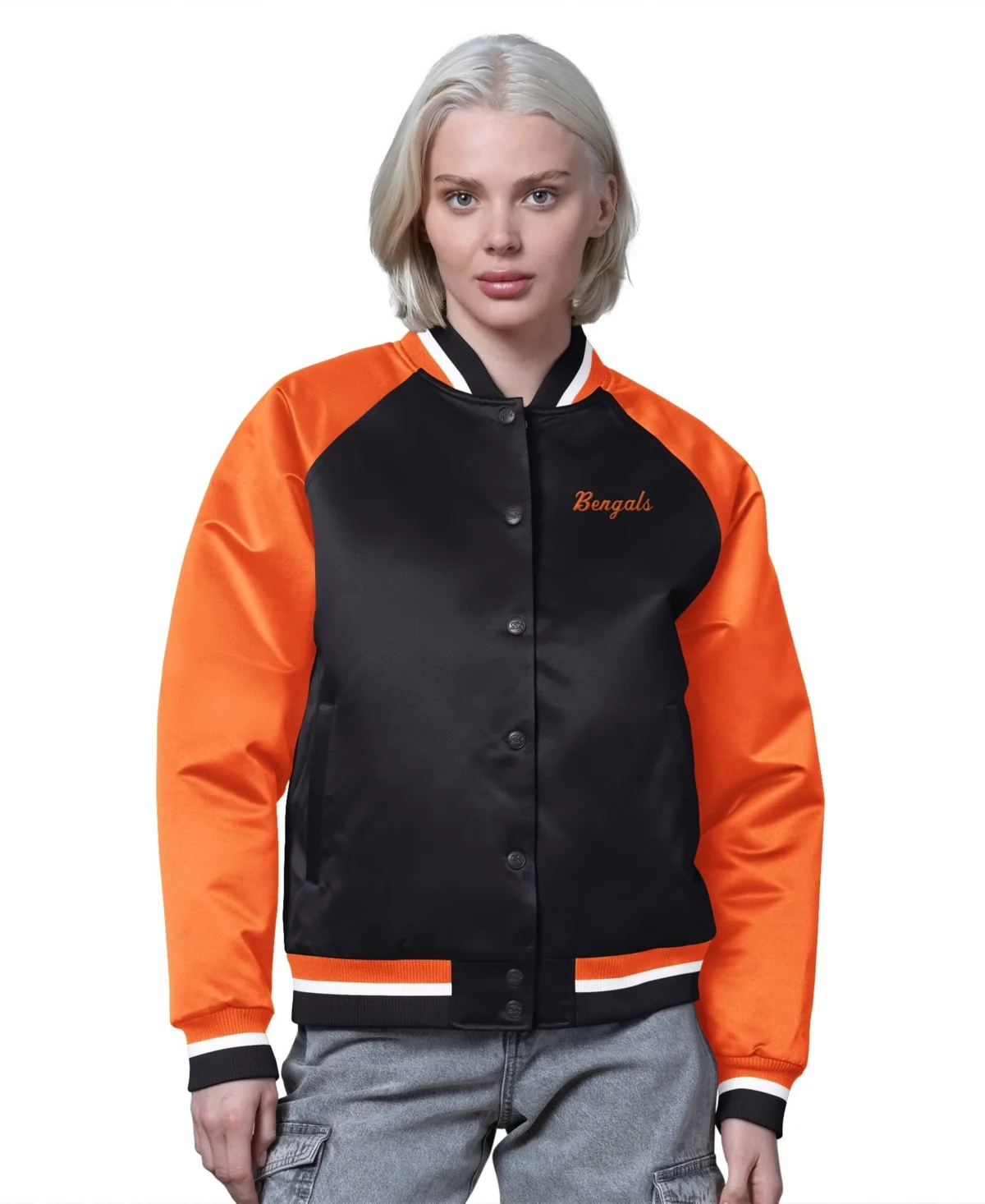 Cincinnati Bengals Satin Full-Snap Vintage Varsity Jacket by Starter