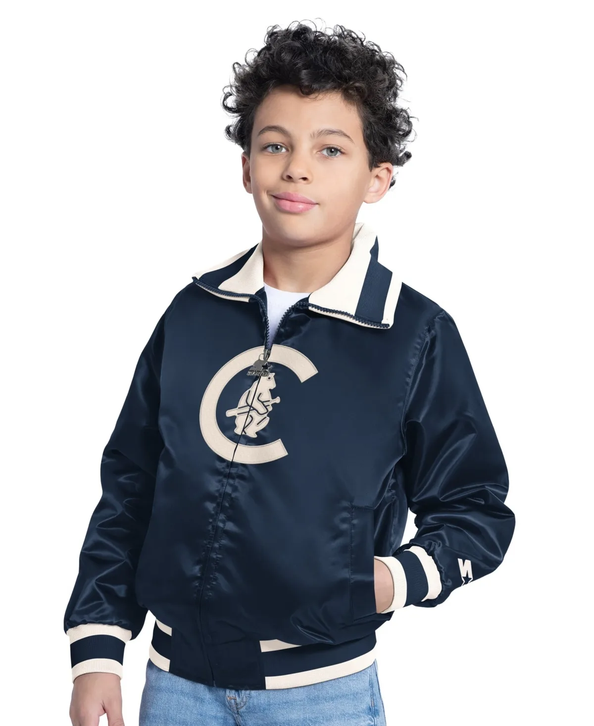Chicago Cubs the Captain Jr. Cooperstown Collection Full-Zip Varsity Jacket by Starter