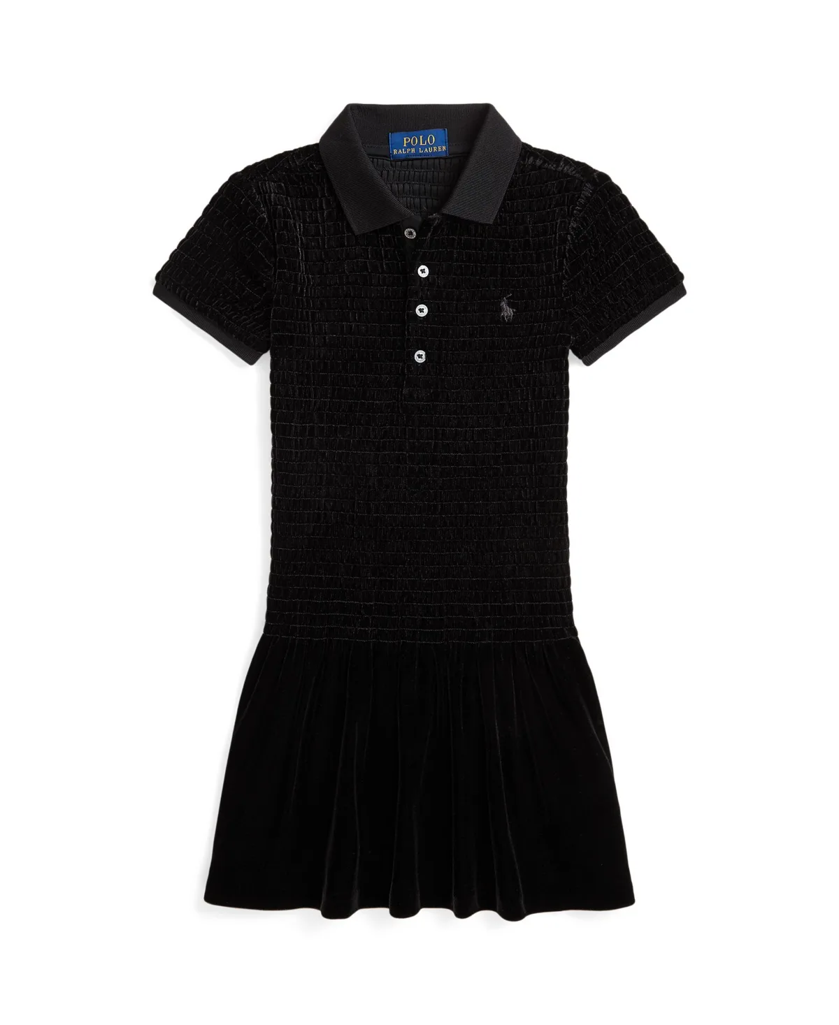 Smocked Velour Short-Sleeve Polo Dress by Polo Ralph Lauren