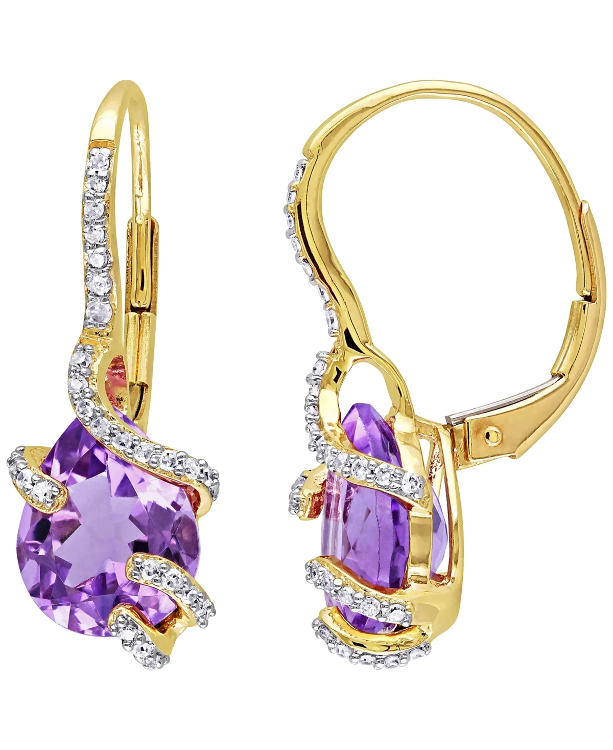 Amethyst and Diamond Earrings (4 ct. t.w. Amethyst, 1/5 ct. t.w. Diamond) in 10k Rose Gold by Macy's