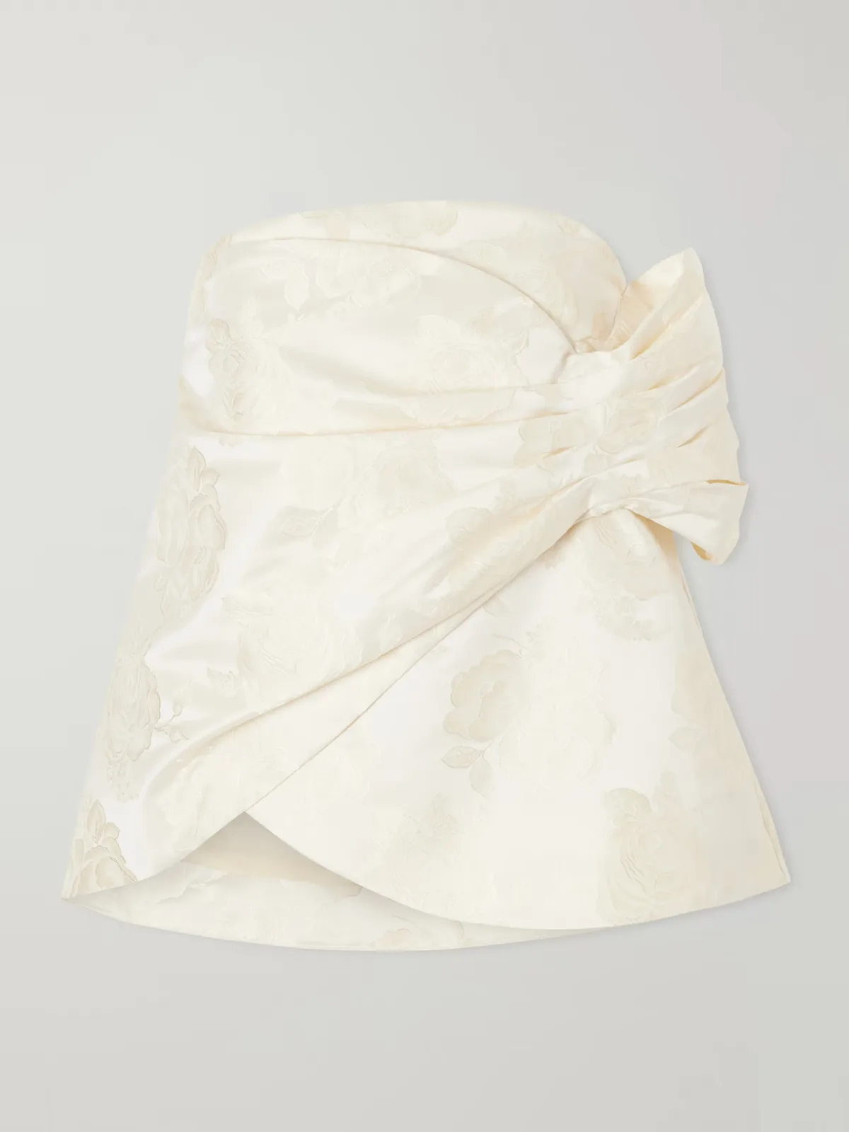 - Gathered Flower Sash Satin Brocade Top -