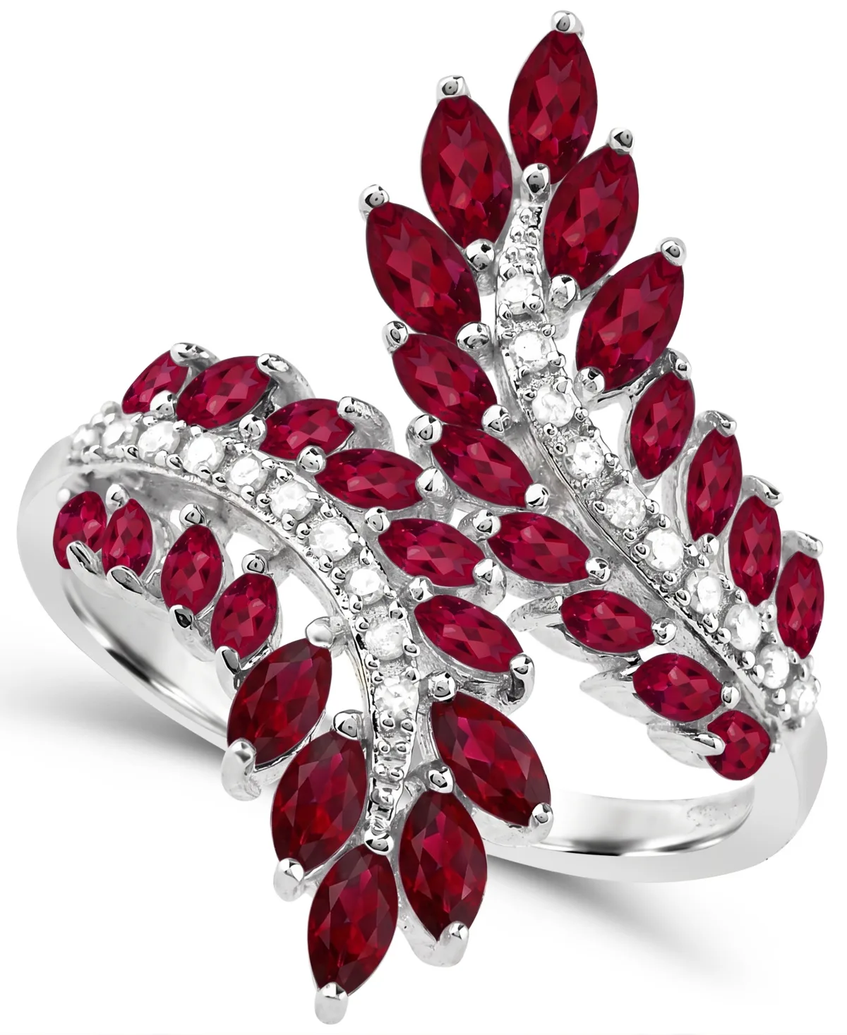 Lab-Grown Ruby and Lab-Grown White Sapphire Ring (2-1/10 ct. t.w. Ruby, 1/6 ct. t.w. Sapphire) in Sterling Silver by Macy's