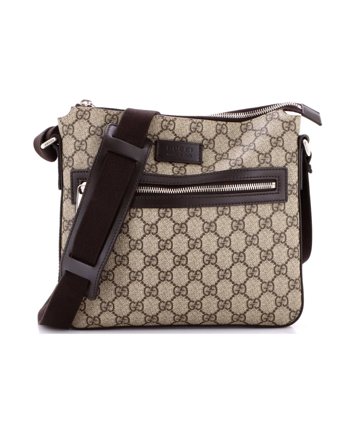 Pre-Owned Medium Front Zip Messenger GG Coated Canvas by Gucci