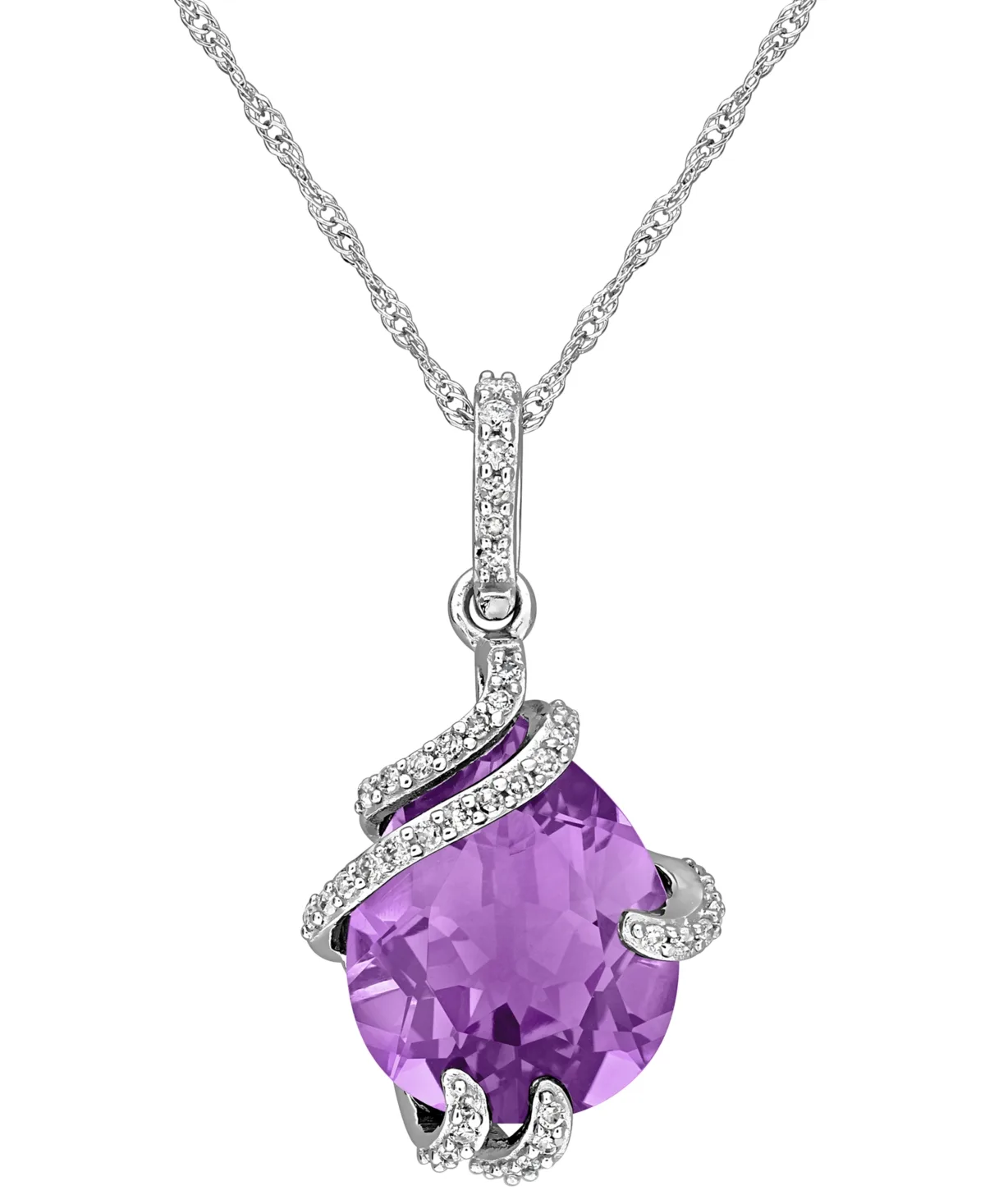 Amethyst and Diamond Pendant Necklace (4 ct. t.w. Amethyst, 1/8 ct. t.w. Diamond) in 10k Rose Gold by Macy's