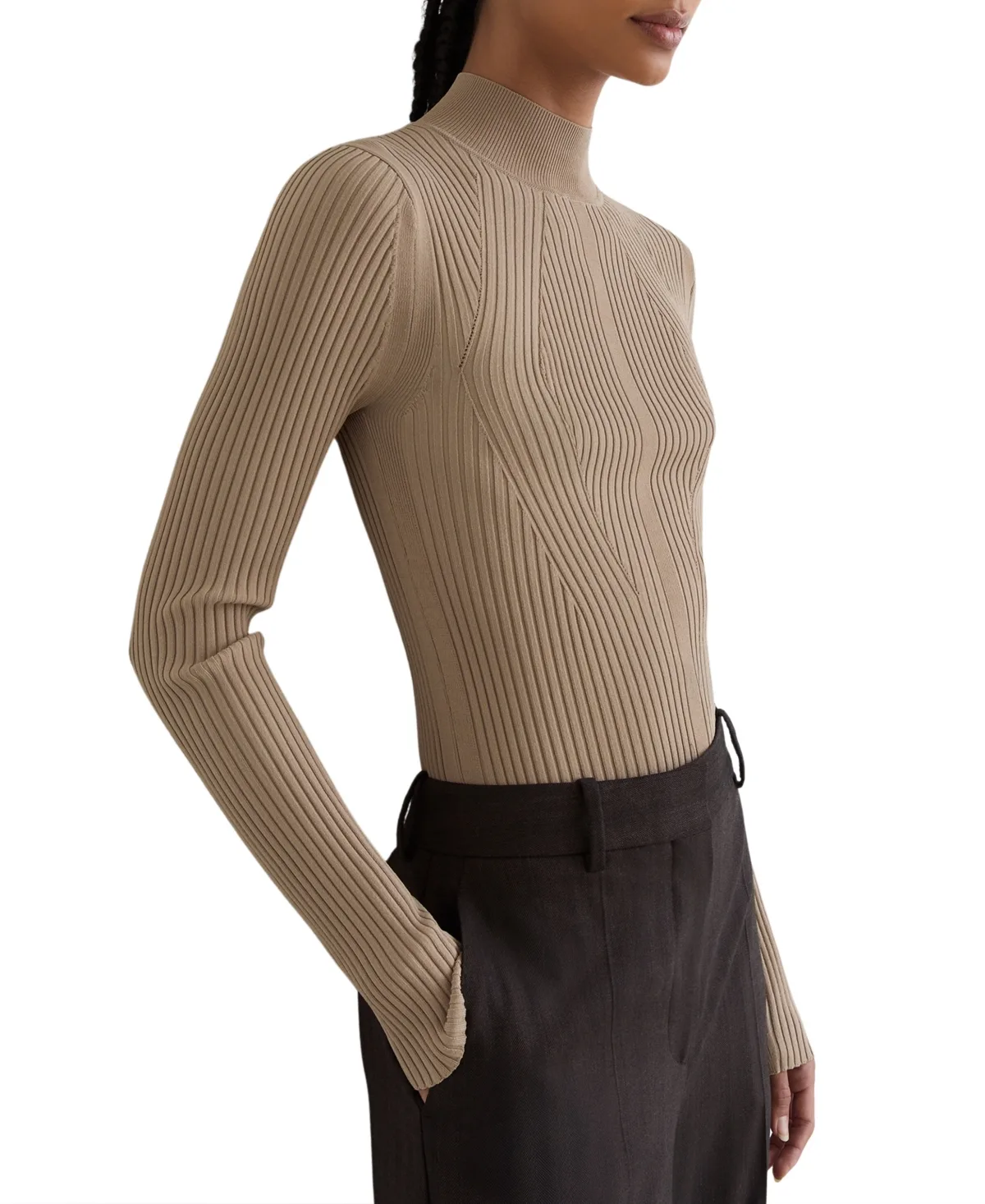 Nancy Rib-Knit Mock-Neck Jumper by Reiss