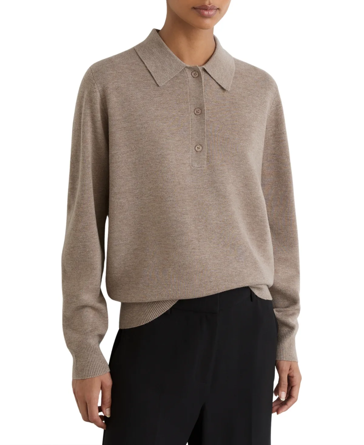 Merino Long-Sleeve Polo Sweater by Reiss