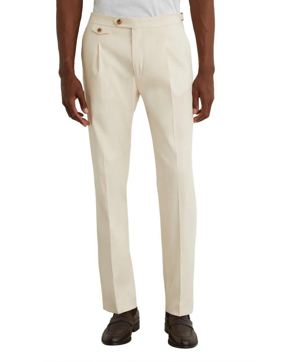 Float Tailored-Fit Pleated Stretch Cotton-Blend Trousers Pants - Stone by Reiss