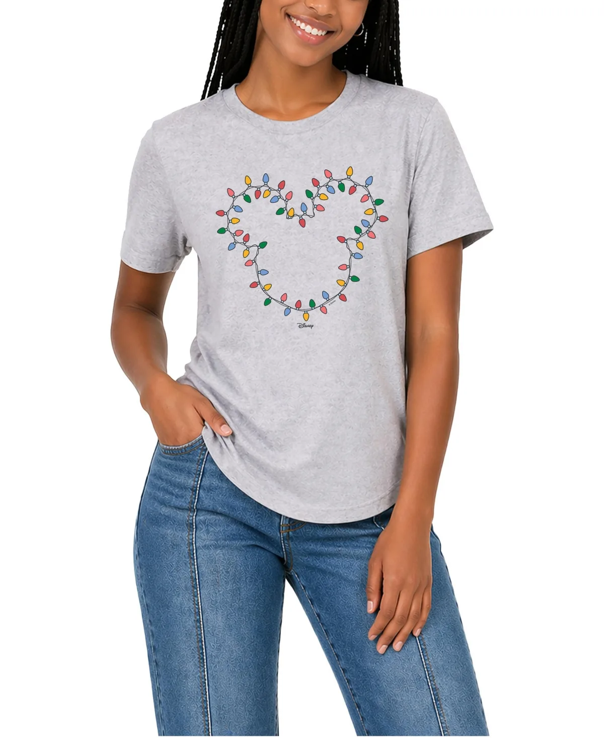Disney Christmas Lights Mickey Head Relaxed Fit T-Shirt by Disney