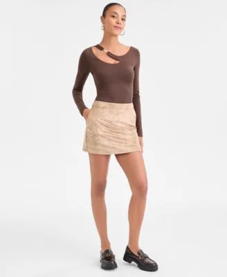 Eleanor Buckle Strap Top Camryn Faux Suede Mini Skirt by GUESS